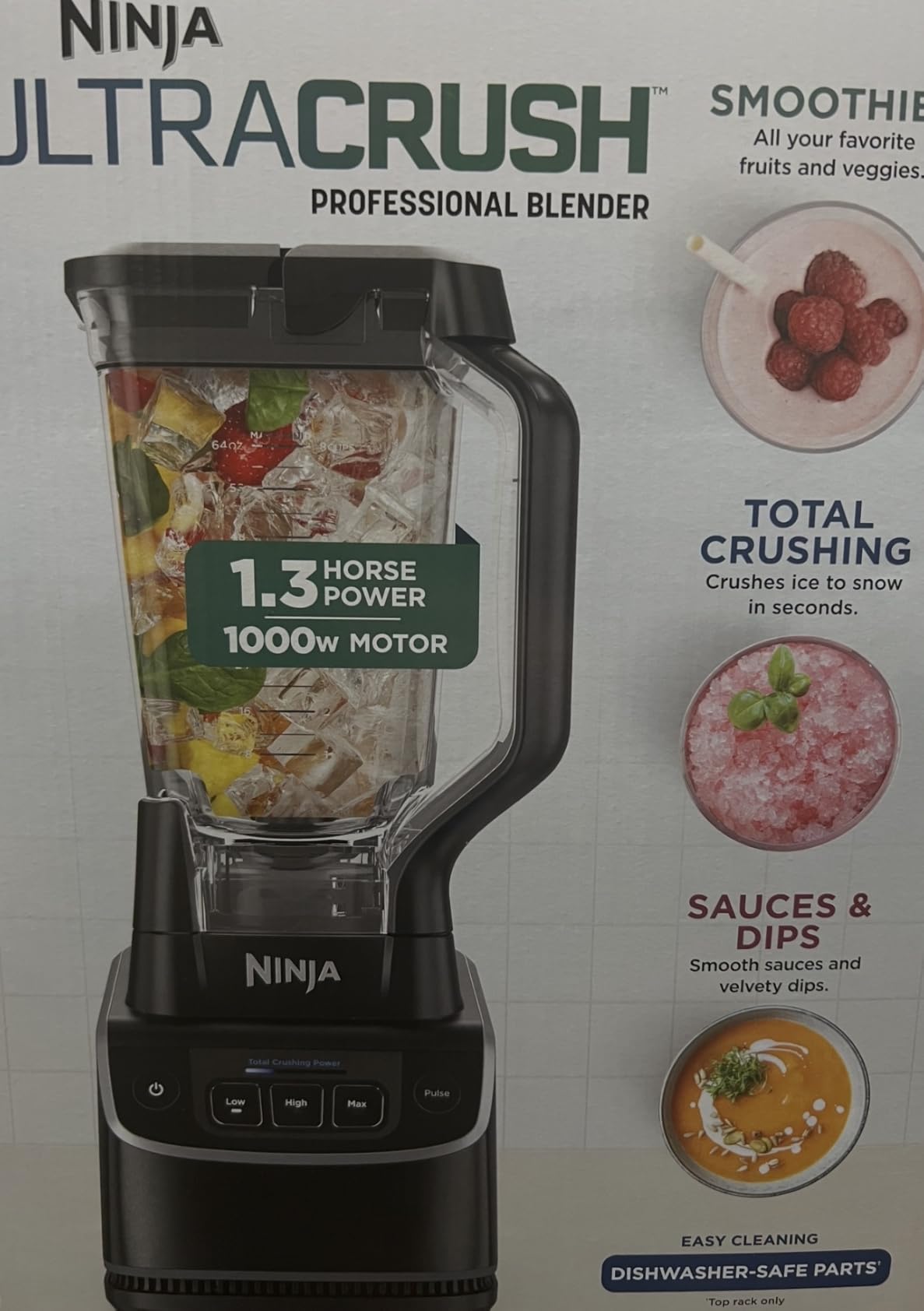 Ninja UltraCrush Professional Blender, 1000W, 72oz Pitcher, 3 Speeds, BP201 | 1000W Total Crushing blades power through ice & fruit. XL 72-oz pitcher, 3 manual speeds plus pulse. Dishwasher safe. customer photo 2