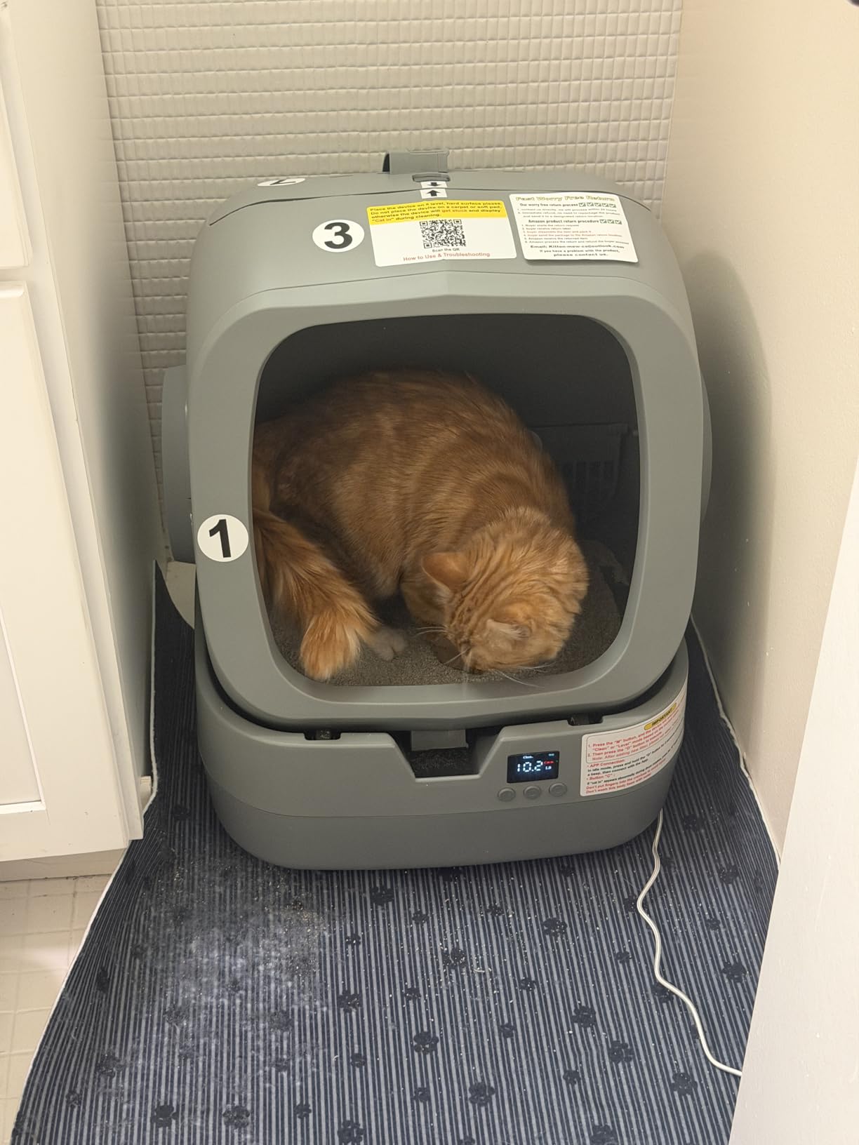 UPFAS Automatic Cat Litter Box Self Cleaning - APP Control - Weight Monitoring - Ultra-Quiet, Medium Cats and Kittens Litter Box, Safe Anti-Pinch【Assembly Required】- Grey customer photo 1