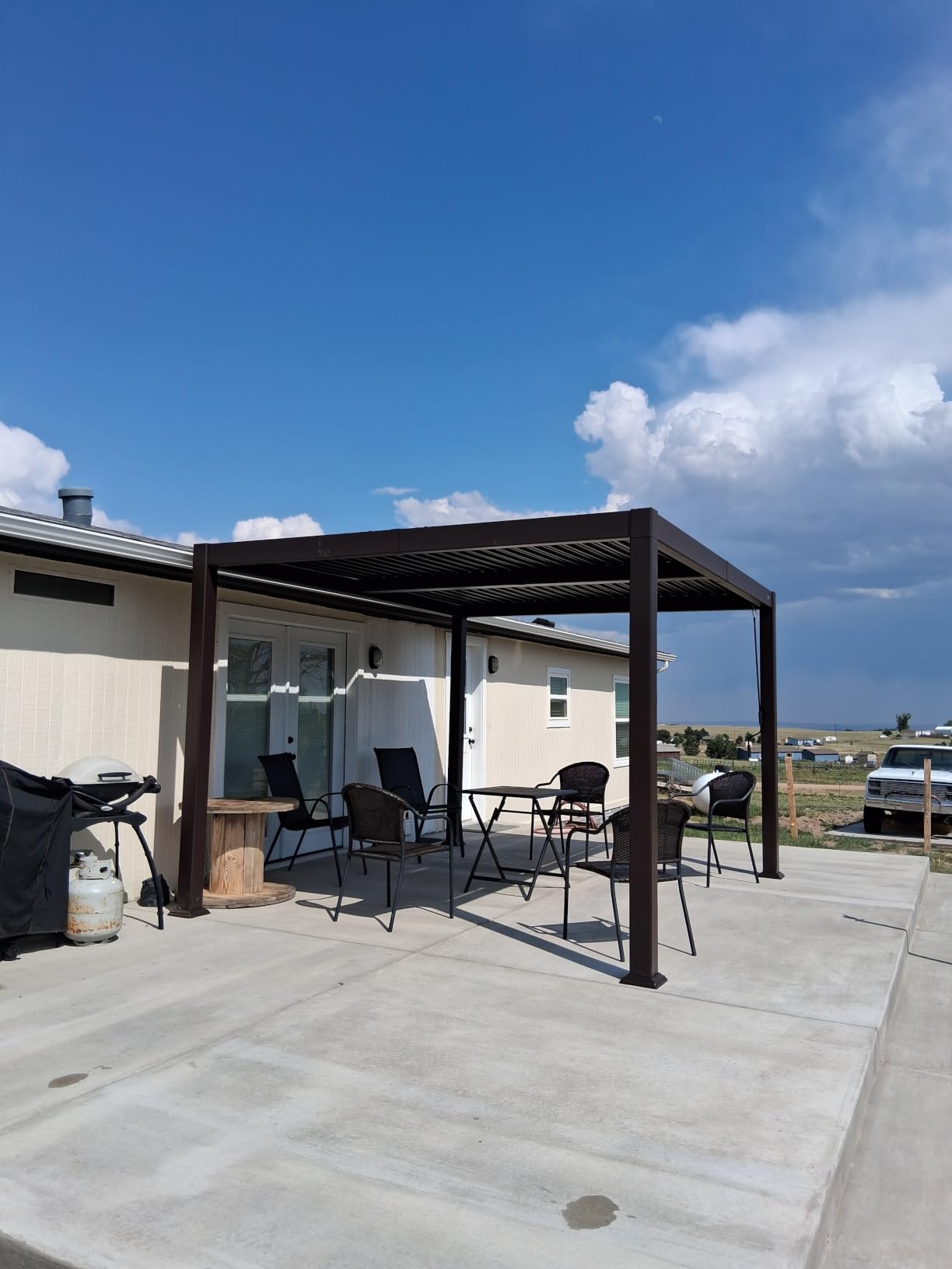 PURPLE LEAF Outdoor Louvered Pergola 10' x 12' Aluminum with LED Bronze customer photo 2