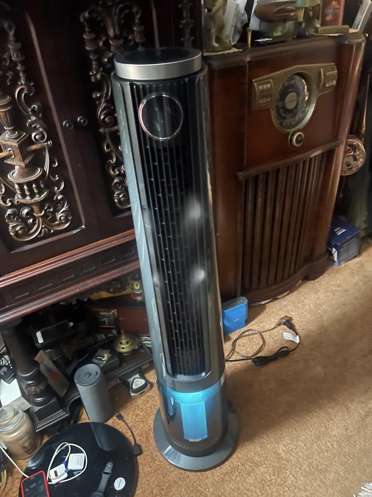 DREO TurboCool Misting Fan 765S, Fans that Blow Cold Air, 10°F Cooling Fan | 34ft/s Fast Evaporative Air Cooler, 6L Tank, 20 dB Quiet DC Motor, 90° Tower Fan with 12 Speeds, 4 Modes for Home, Grey customer photo 1