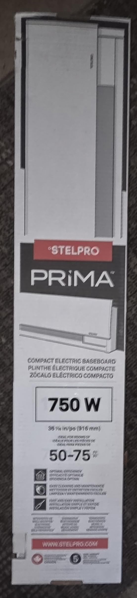 Stelpro Prima Electric Baseboard Heater, 1000W / 120V, 49-7/8-In Long x 7-In High, Rooms up to 100 sq. ft., Discreet Design (ASPRL1001W) - White customer photo 2