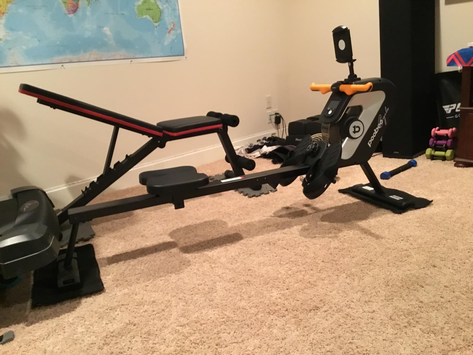 pooboo Magnetic Rowing Machines Rower Foldable with 16 Level Resistance Indoor Rower Machines with Digital Monitor & Transport Wheels for Home Use customer photo 1
