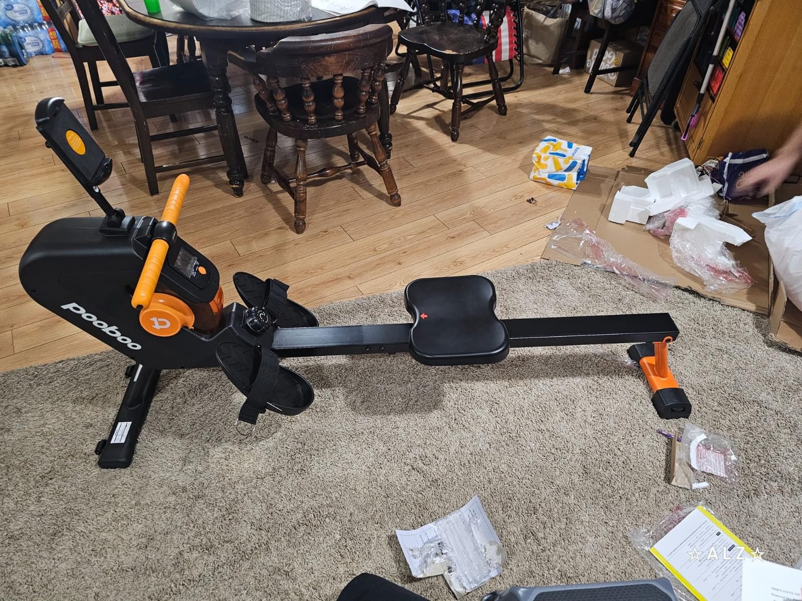 pooboo Magnetic Rowing Machines Rower Foldable with 16 Level Resistance Indoor Rower Machines with Digital Monitor & Transport Wheels for Home Use customer photo 2