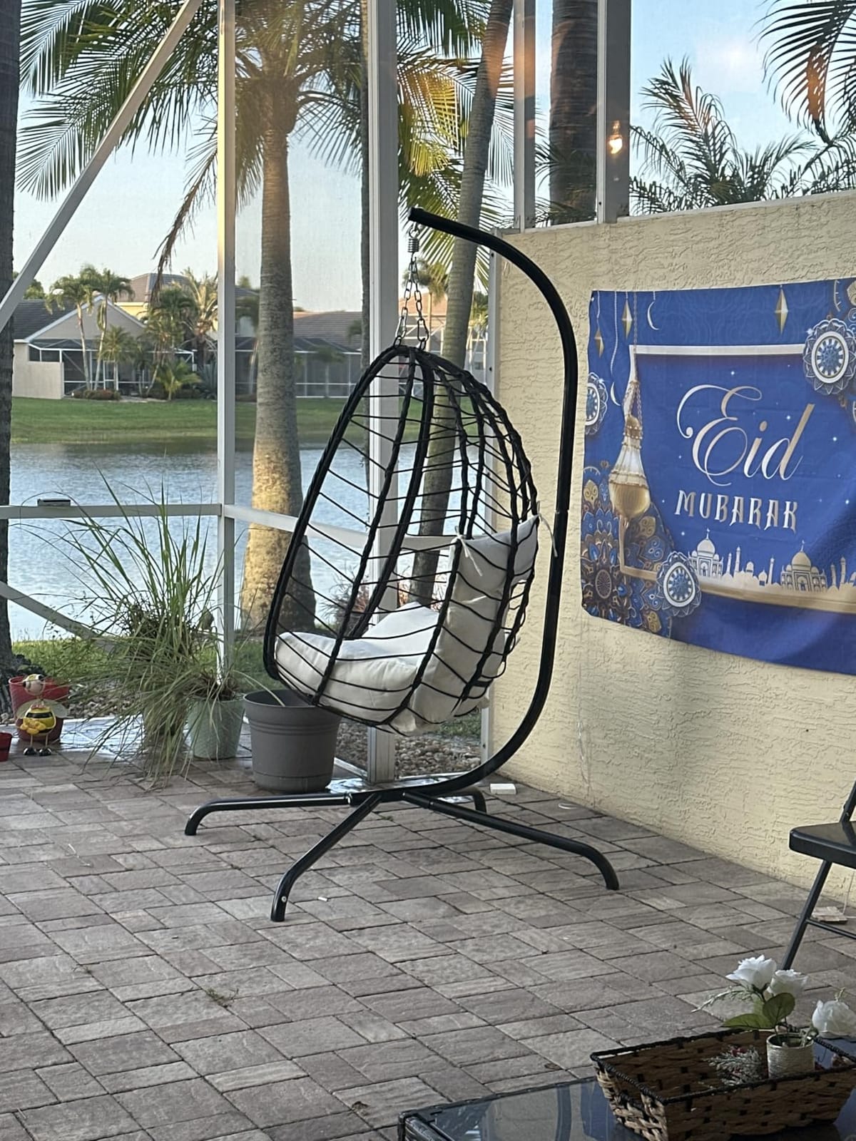 LEX CRAFT Hanging Egg Chair with Stand, Swinging Egg Chair Outdoor Indoor, Hanging Basket Chair with Cushion, Patio Wicker Hammock Chair 350lbs Capacity (Gery-Gery) customer photo 1