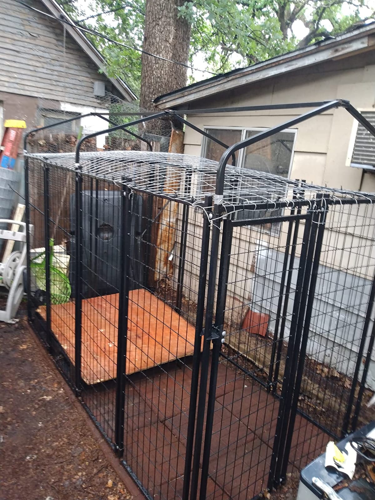 Large Dog Kennel Outside Expandable Outdoor Pet Pens Dogs Kennel Run Enclosure Animal Hutch Metal Coop Fence with Roof Cover customer photo 2