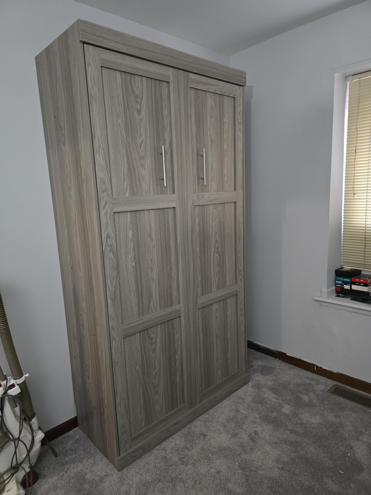RuiSiSi Queen Size Hideaway Murphy Bed with Storage Shelf, White customer photo 1