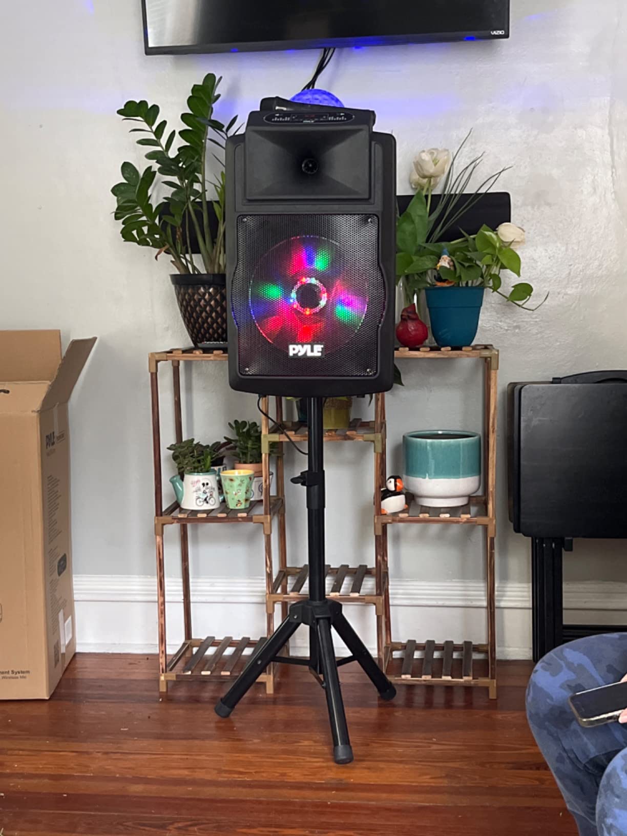 Wireless Portable PA Speaker System - 700 W Battery Powered Rechargeable Sound Speaker and Microphone Set with Bluetooth MP3 USB Micro SD FM Radio AUX 1/4