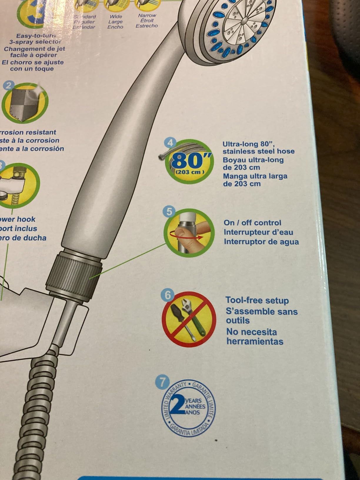 AquaSense 3-Setting Handheld Shower Head with Hose, Gray customer photo 1