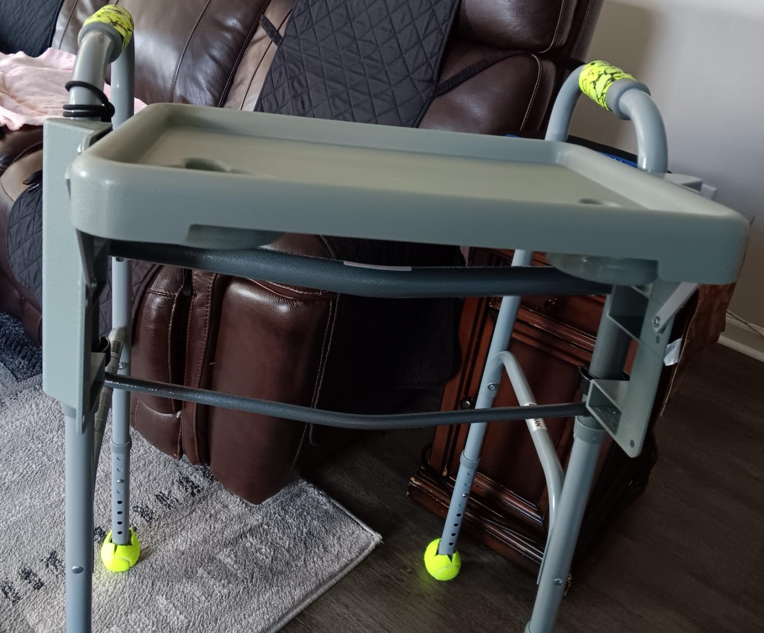 Medline Walker Flip Tray Table with 2 Cup Holders, Universal Tray for Standard Folding Walkers, Mobility Accessories for Home, Medical Equipment Accessories, Gray, 1 Count customer photo 2