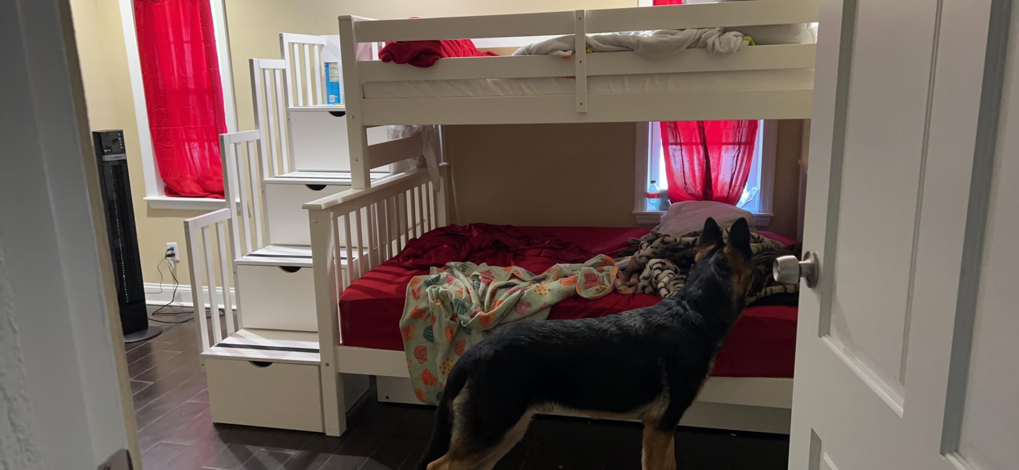 Bedz King Stairway Bunk Beds Twin Over Full, 4 Step Drawers, Twin Trundle, Gray customer photo 1