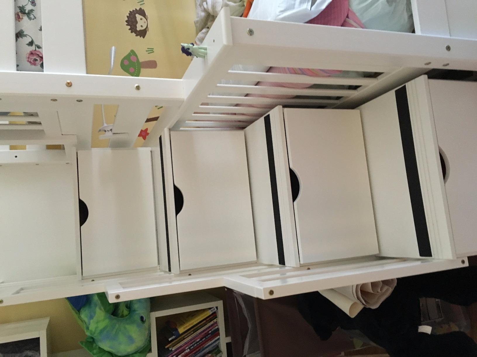 Bedz King Stairway Bunk Beds Twin Over Full, 4 Step Drawers, Twin Trundle, Gray customer photo 2