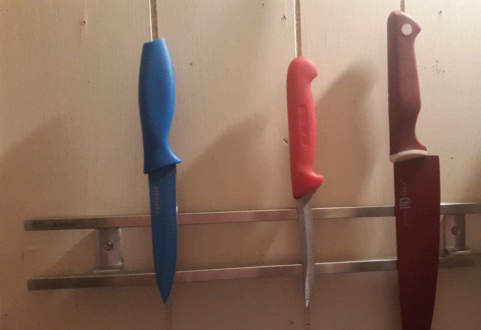 Magnetic Knife Holder for Wall - Stainless Steel Knife Magnetic Strip 18 Inch - Wall Knife Magnet Bar Rack With Hooks customer photo 1