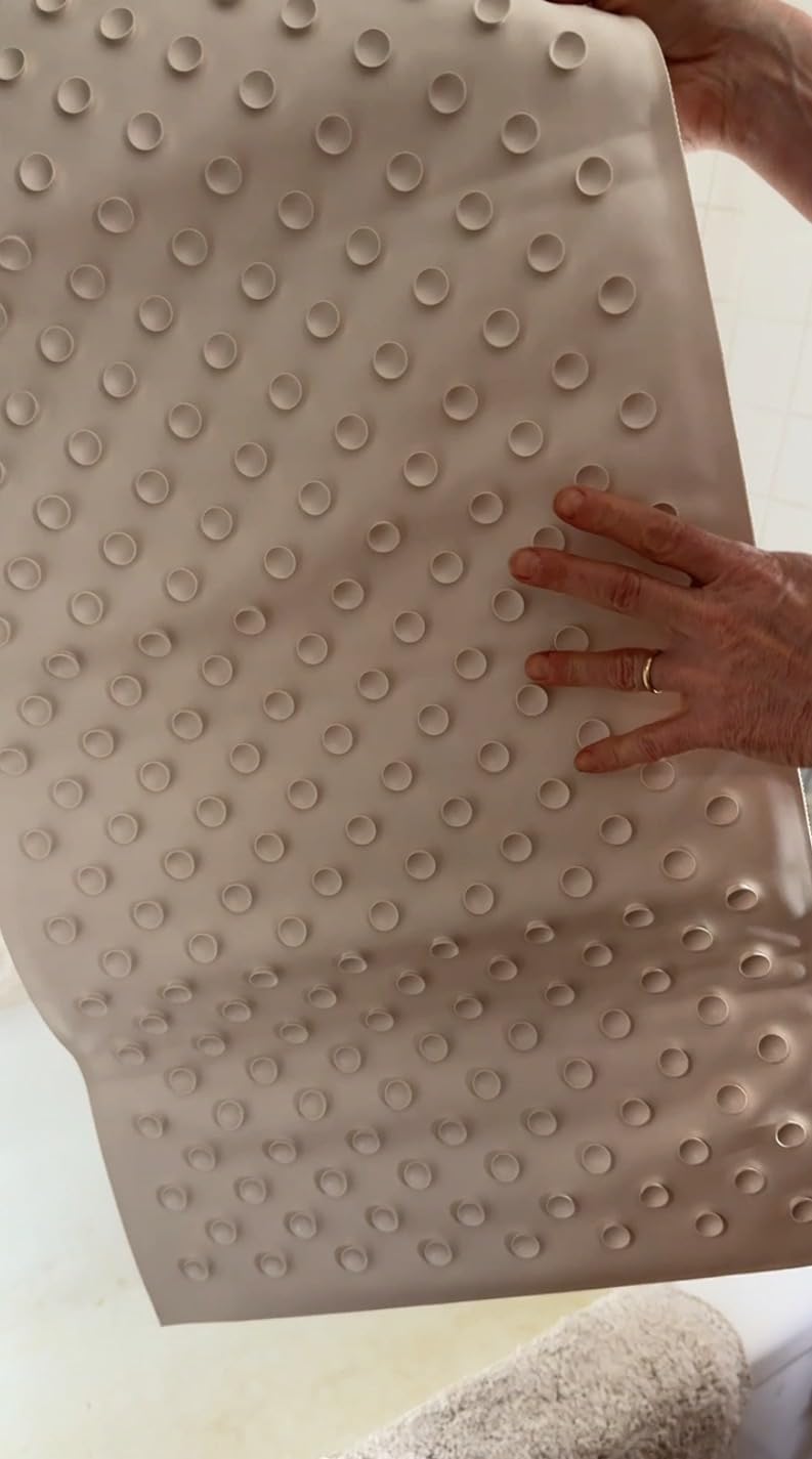 SlipX Solutions Pillow Top Soft Padded Non Slip Bathtub Mat, 27x15.5, Cream customer photo 1