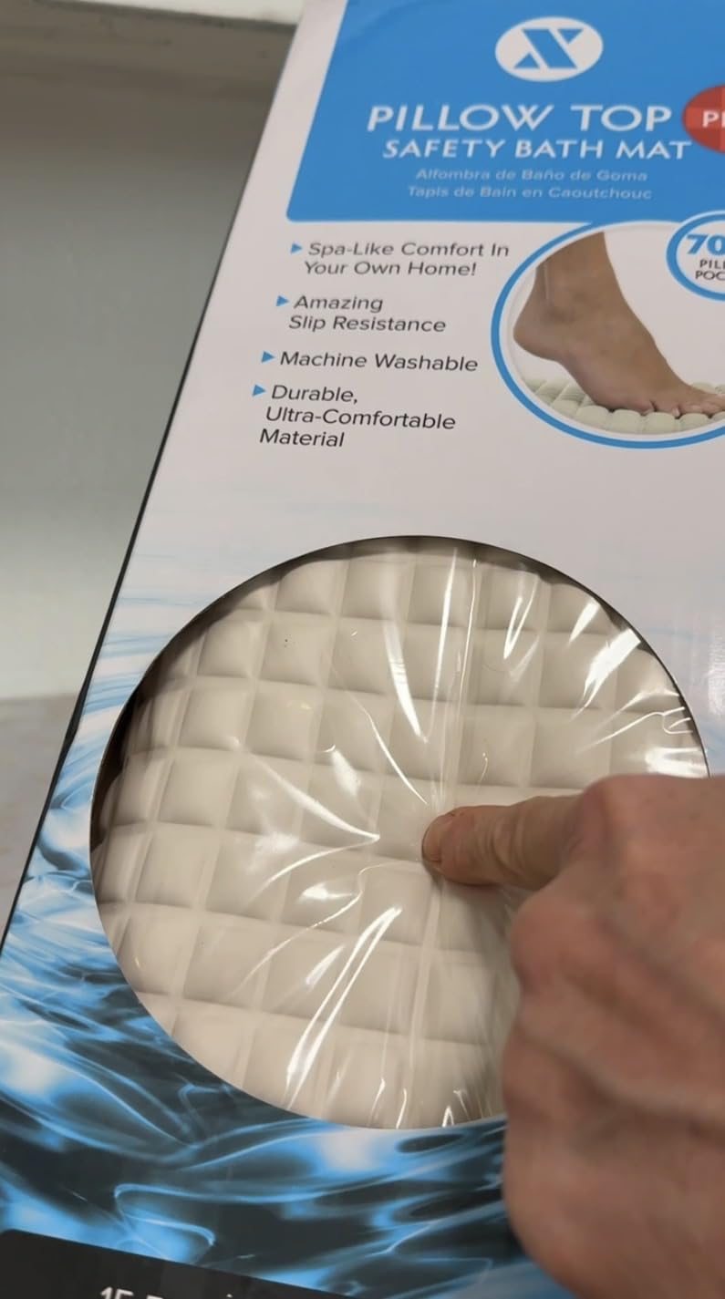 SlipX Solutions Pillow Top Soft Padded Non Slip Bathtub Mat, 27x15.5, Cream customer photo 2