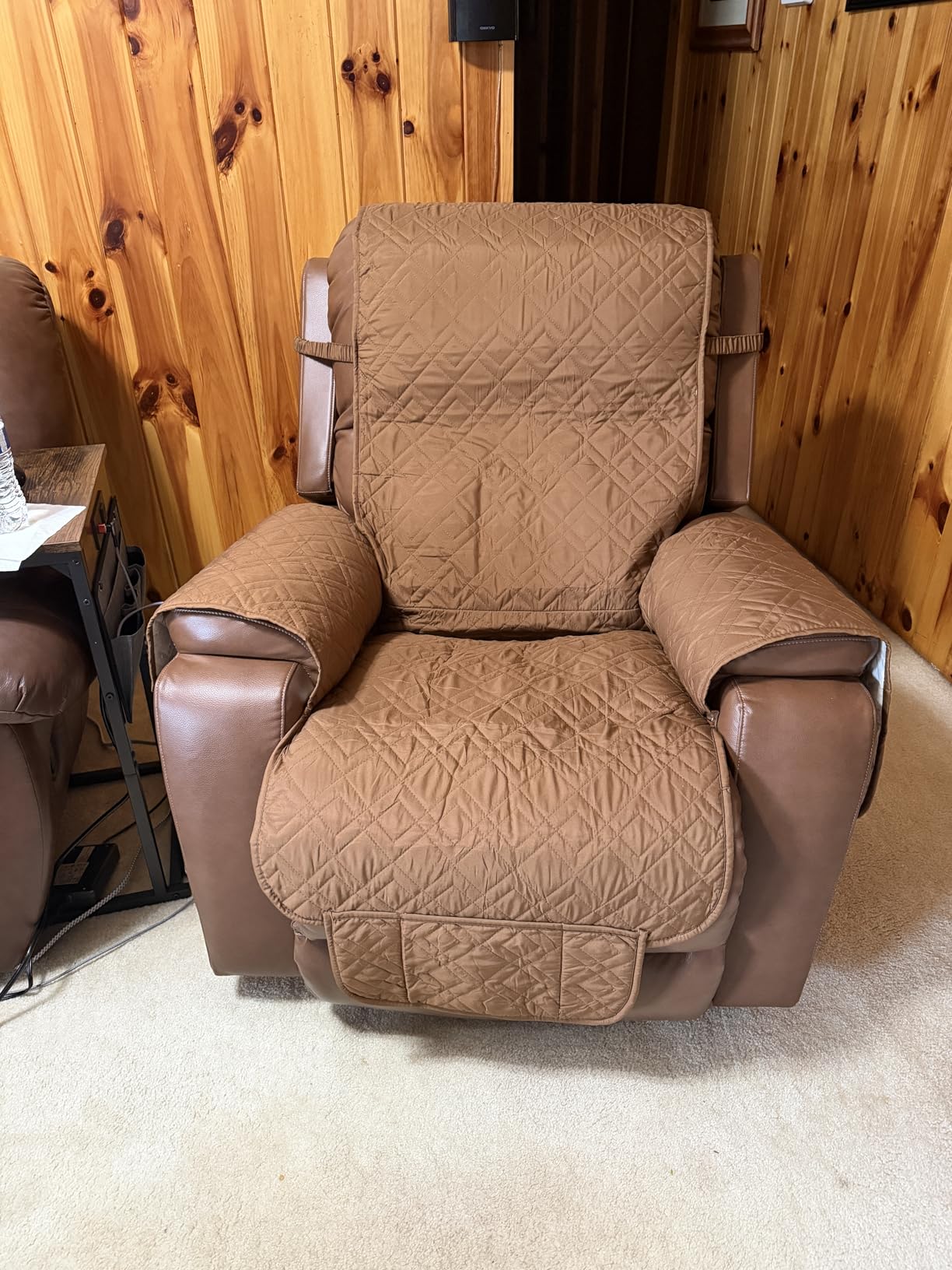 Ameritex Waterproof Nonslip Recliner Cover Stay in Place, Dog Chair Cover Furniture Protector, Ideal Recliner Slipcovers for Pets and Kids (Beige, 23