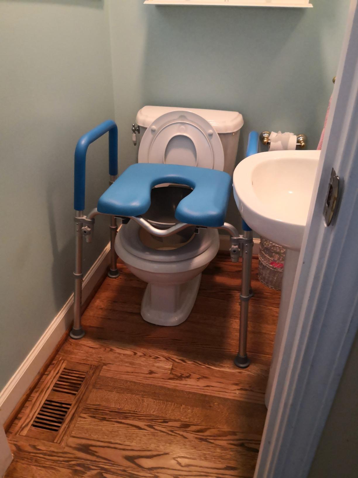 Ultimate Raised Toilet Seat with Handles, Padded, Armrests, Adjustable Height, Premium Elevated Toilet Seat for Elderly Bathroom Safety with Arms, Standard and Elongated Toilets customer photo 1