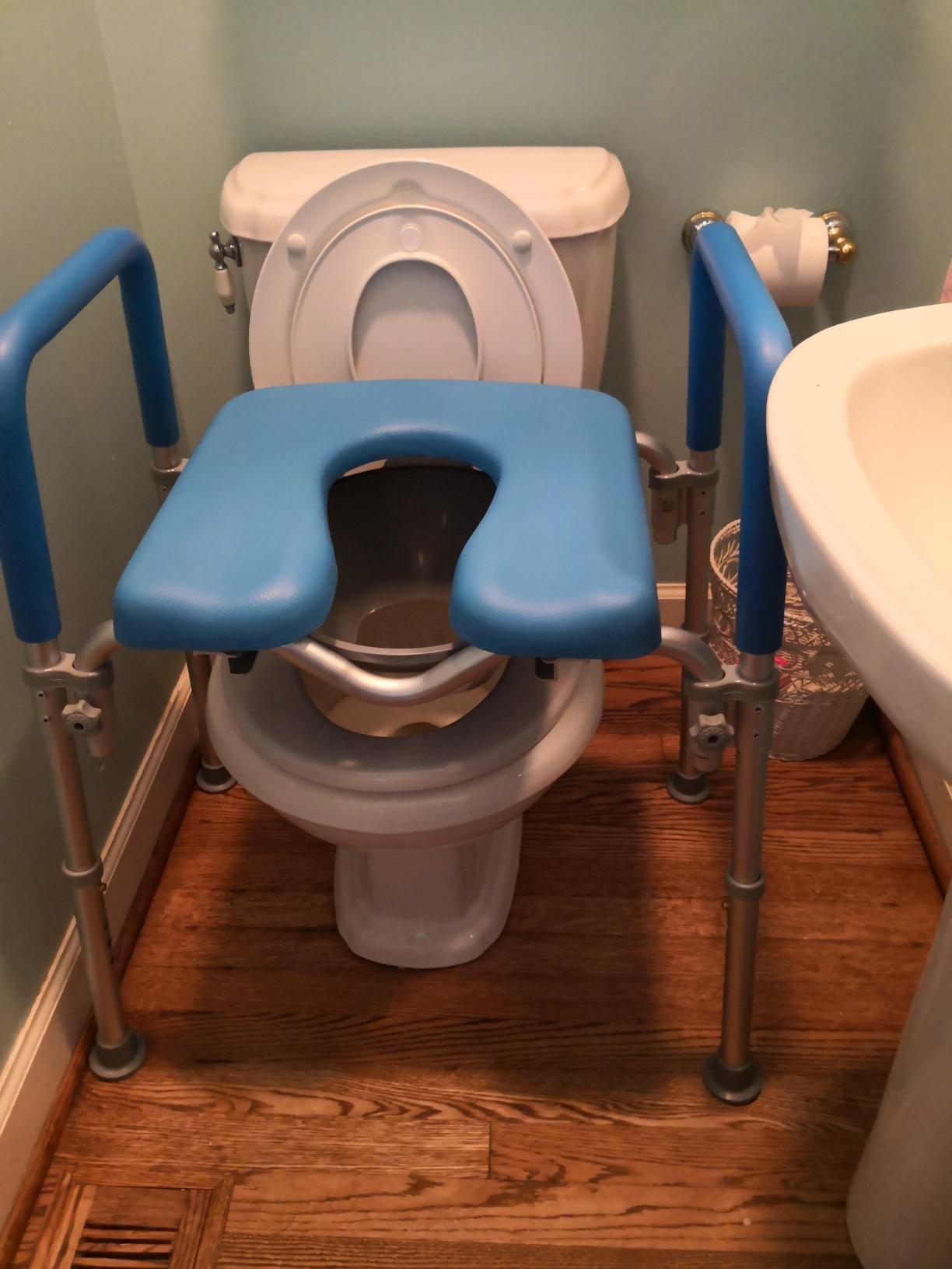 Ultimate Raised Toilet Seat with Handles, Padded, Armrests, Adjustable Height, Premium Elevated Toilet Seat for Elderly Bathroom Safety with Arms, Standard and Elongated Toilets customer photo 2
