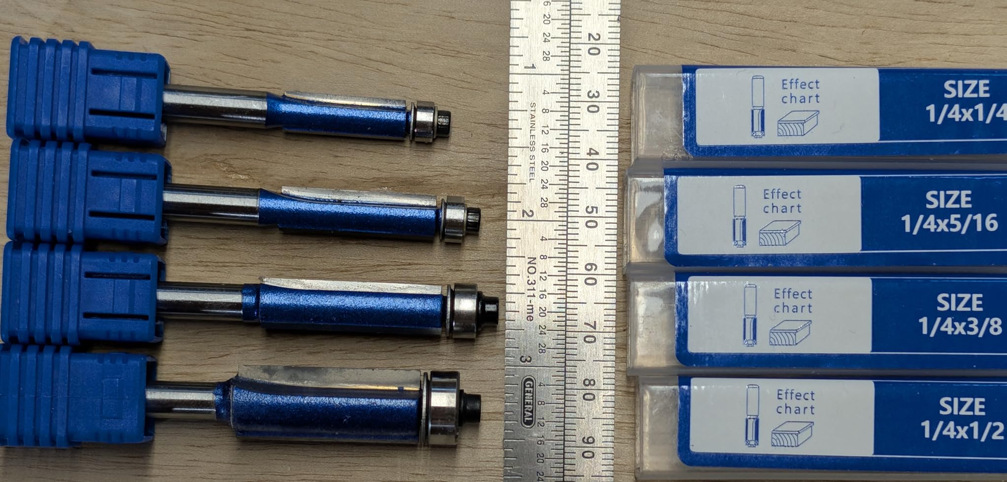 Wolfride 4PCS Flush Trim Router Bit Set 1/4 Inch Shank Top Bearing Flush Trim Router Bit customer photo 2