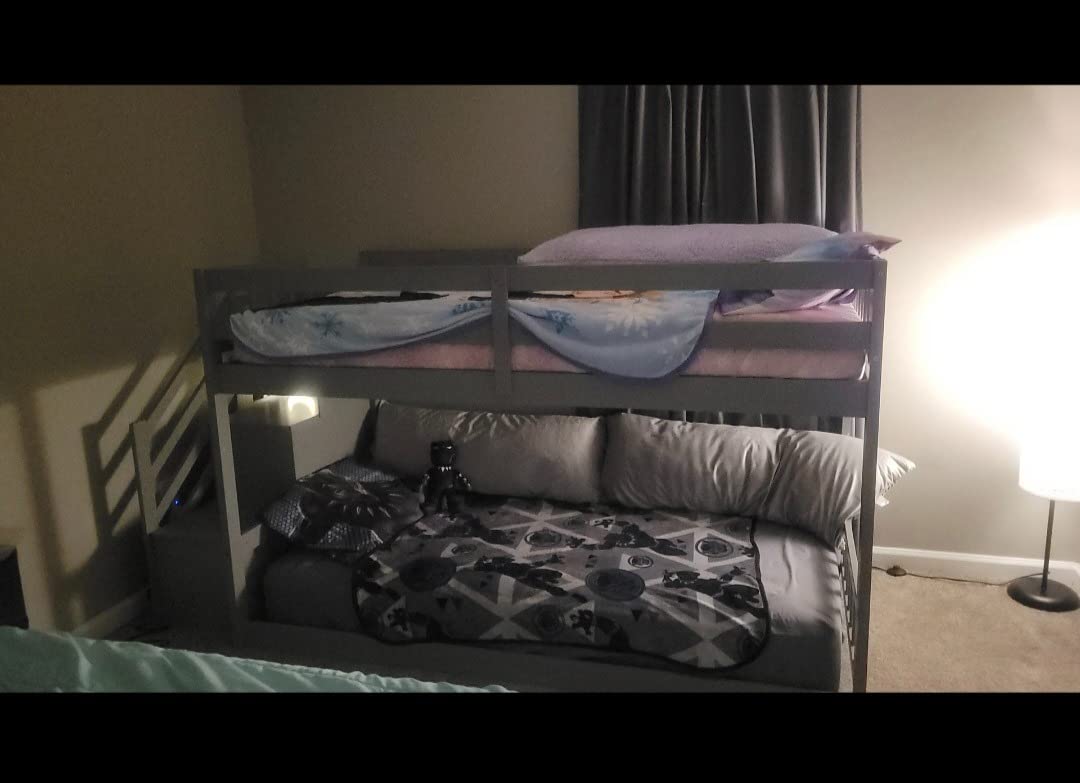 P PURLOVE Twin Over Twin Convertible Bunk Bed with Stairs,Wood Twin Size Bunk Beds with Storage for Kids Teens,Gray customer photo 2