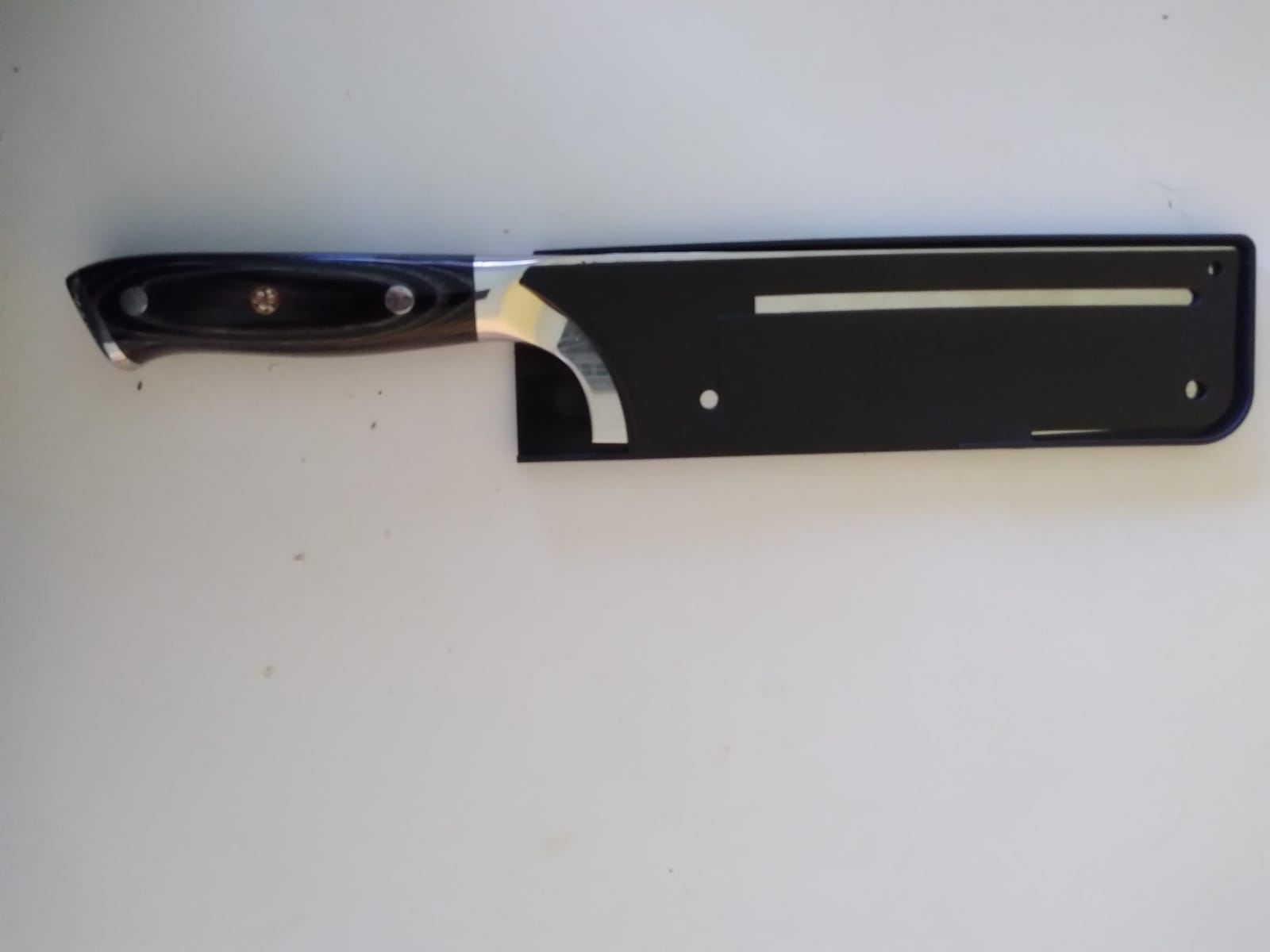 MOSFiATA 7” Nakiri Chef's Knife with Finger Guard, German High Carbon Stainless Steel EN1.4116 Vegetable Knife, Multipurpose Kitchen Knife with Micarta Handle in Gift Box customer photo 2