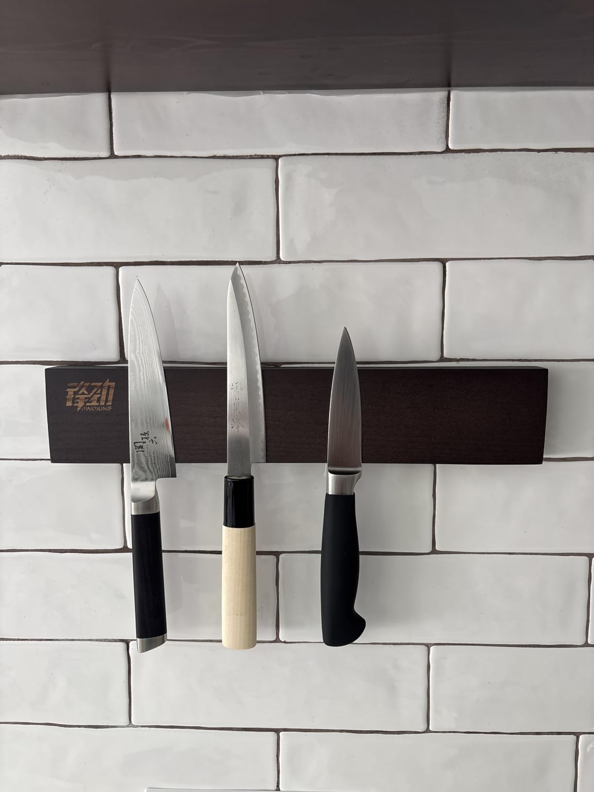 FINDKING Ash Wood Magnetic Knife Strip, Wall Mounted Wooden Knife Holder with Strong Magnets for Kitchen Organization, 12 Inch Dark Brown, Without Knives customer photo 1