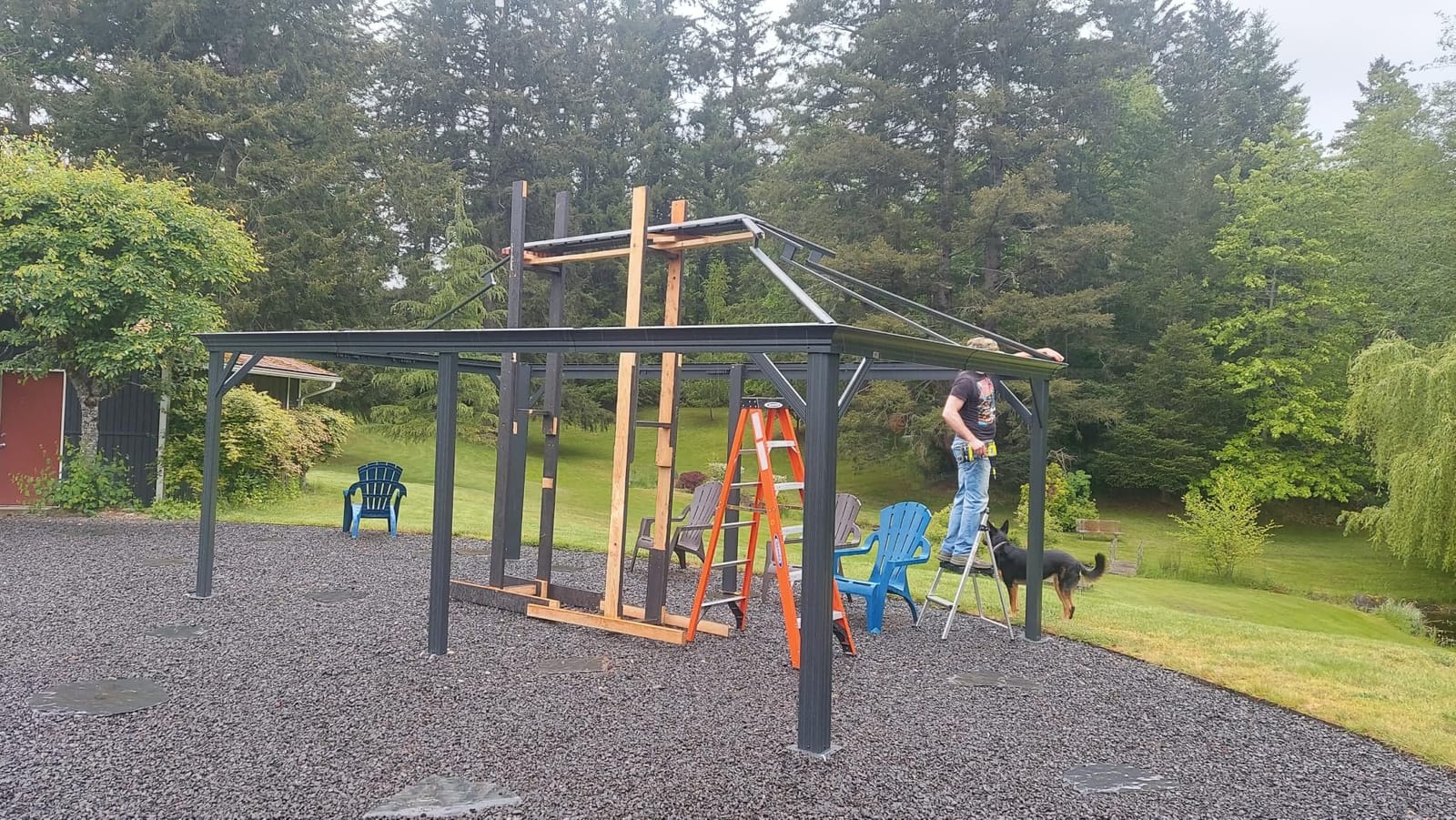 PURPLE LEAF Patio Gazebo 12' X 20' Built-in Drainage System, Gray customer photo 2