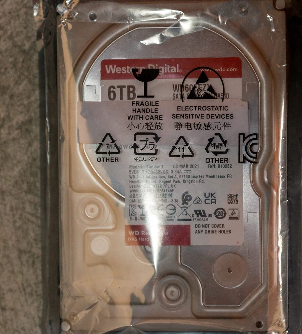 Western Digital 6TB WD Red Plus NAS Internal Hard Drive HDD - 5640 RPM, SATA 6 Gb/s, CMR, 128 MB Cache, 3.5