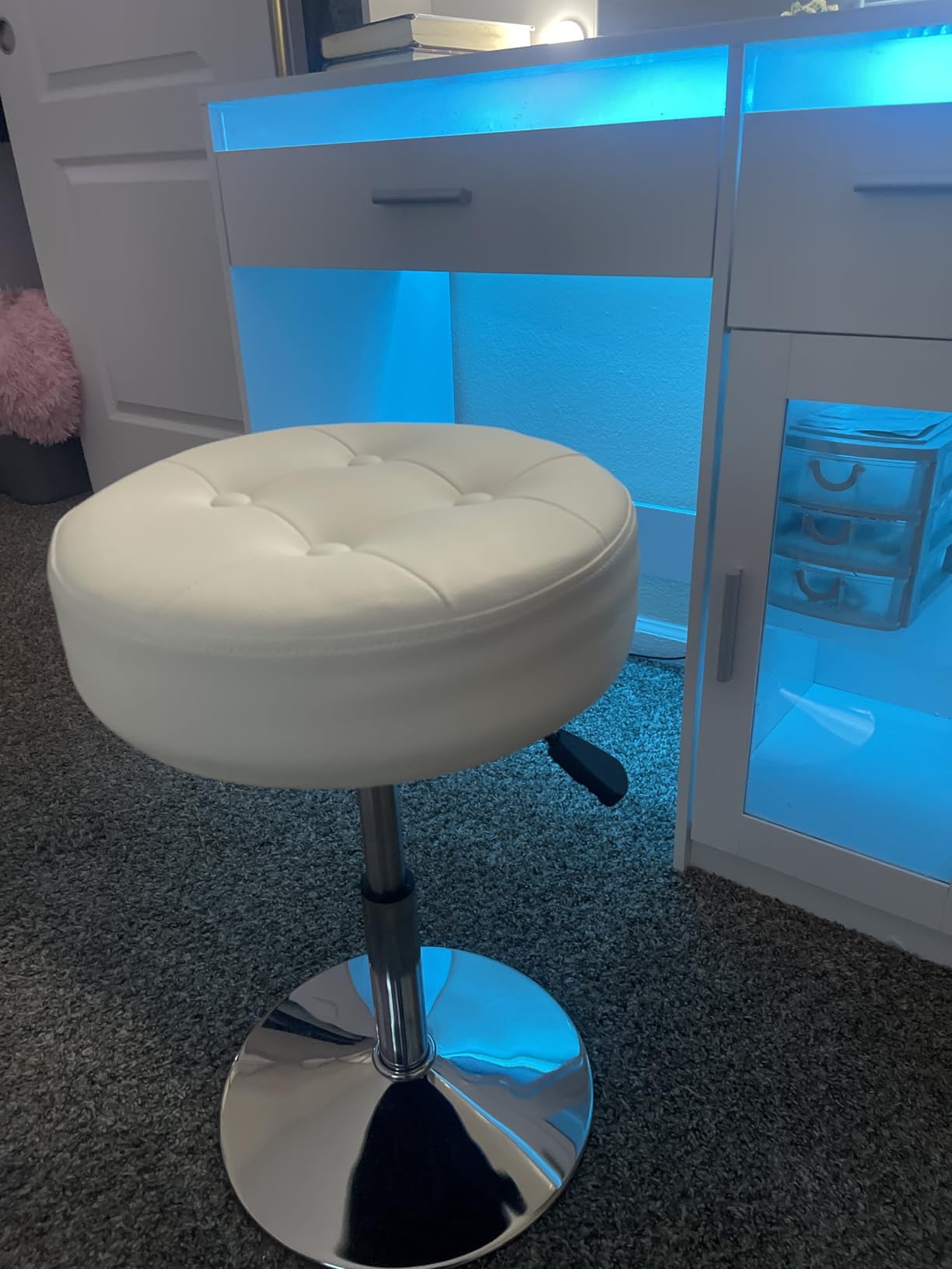 Gitrah White Vanity Stool Chair Swivel Adjustable Comfortable Makeup Stool customer photo 1