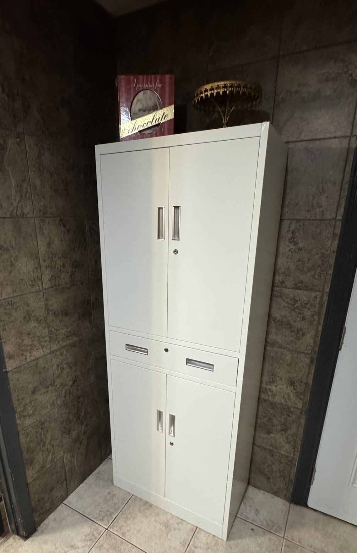 BESFUR Metal Garage Storage Cabinet with 2 Locking Doors and 2 Adjustable Shelves, 36