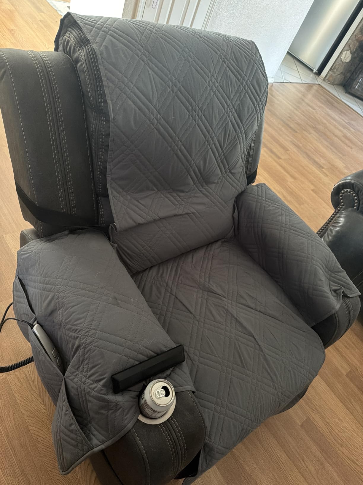 TAOCOCO 100% Waterproof Recliner Chair Cover, Non Slip Recliner Covers for Recliner Chair with Pocket, Washable Reclining Chair Cover Furniture Protector for Kids, Pets(23.6'', Gray) customer photo 1
