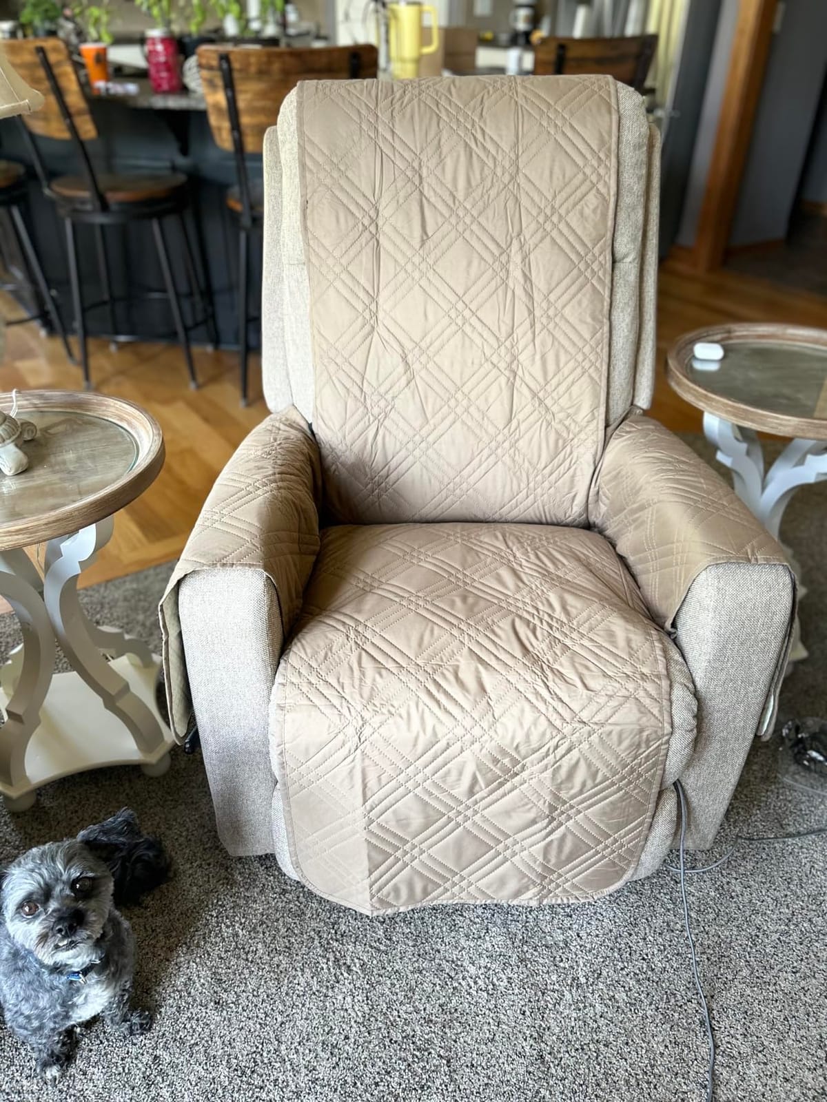 TAOCOCO 100% Waterproof Recliner Chair Cover, Non Slip Recliner Covers for Recliner Chair with Pocket, Washable Reclining Chair Cover Furniture Protector for Kids, Pets(23.6'', Gray) customer photo 2
