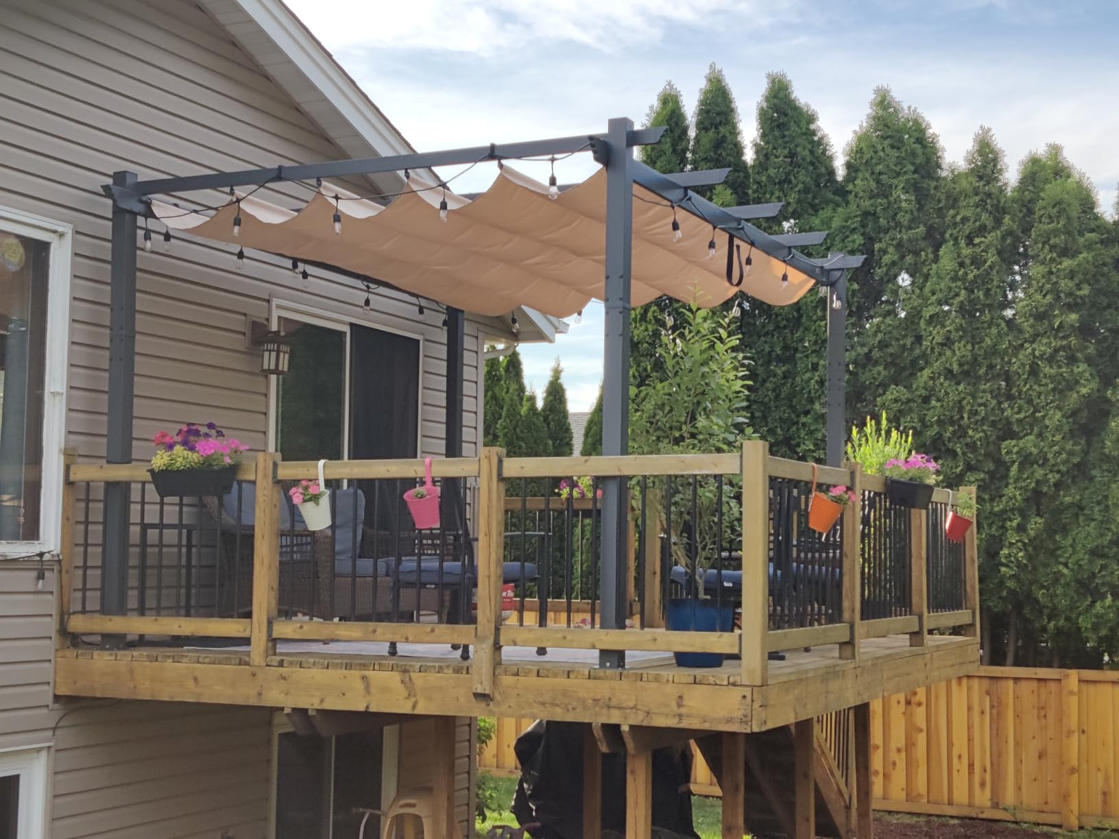 PURPLE LEAF Outdoor Retractable Pergola 10' X 12' Canopy Aluminum, Gray customer photo 2