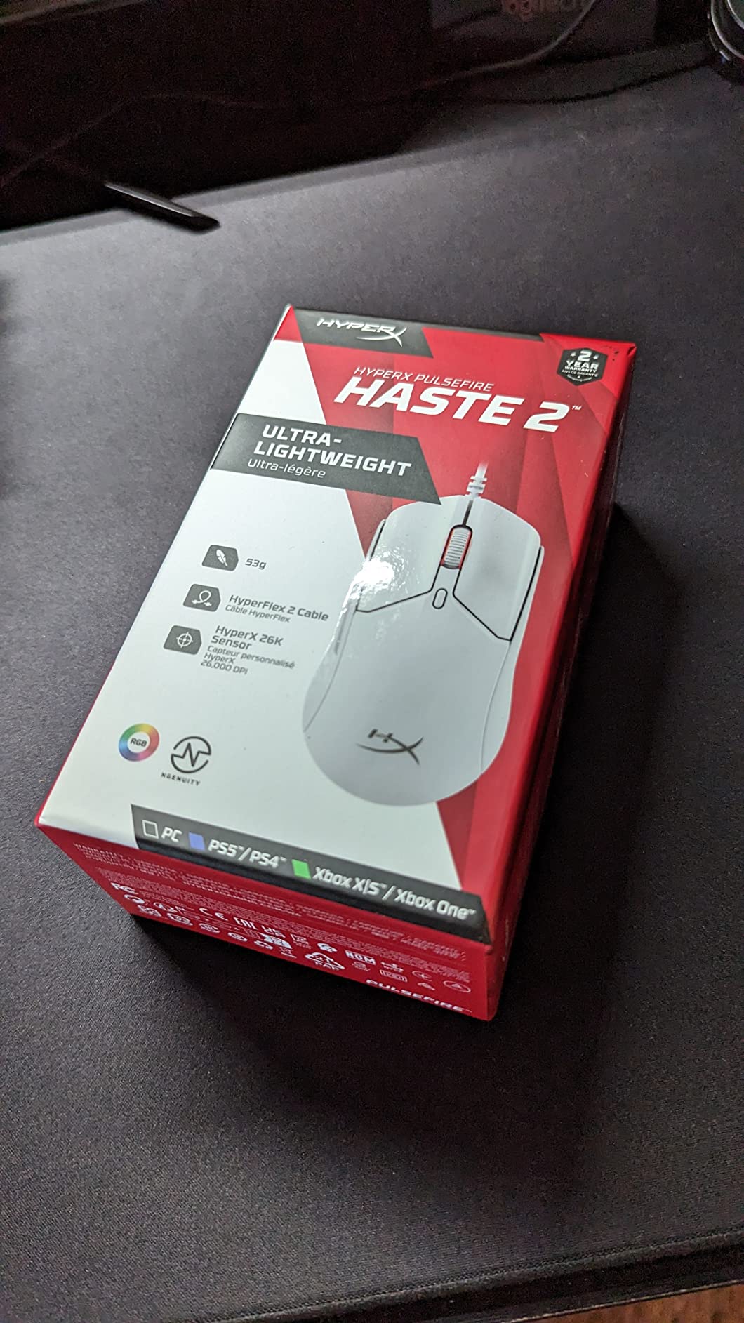 HyperX Pulsefire Haste 2 – Wired Gaming Mouse- Ultra Lightweight, 53g, 8000Hz Polling Rate, Precision Sensor, Hyperflex 2 Cable, Plug and Play – Black customer photo 1