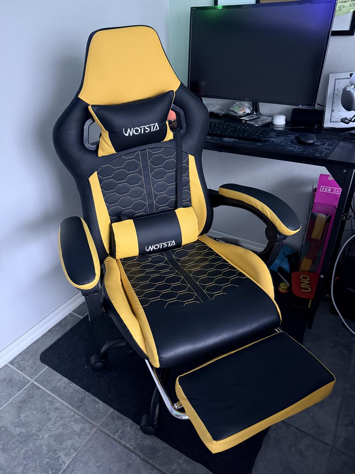 Gaming Chair with Massage,Ergonomic PC Gaming Chair with Footrest Comfortable Headrest and Lumbar Support, High Back, 300LBS (Grey) customer photo 1