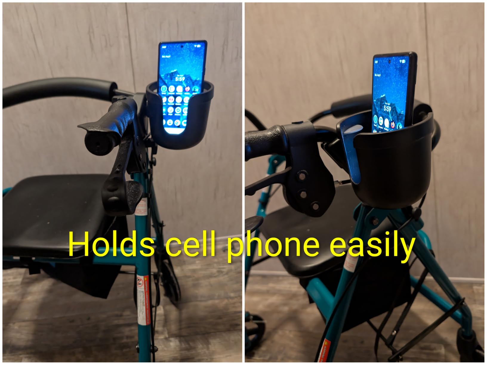 JOYTUTUS Wheelchair Cup Holder, Rollator Cup Holder, 4 Flexible Tabs with Hook Drink Holder for Walker, Scooter, Stroller, Mobility customer photo 2