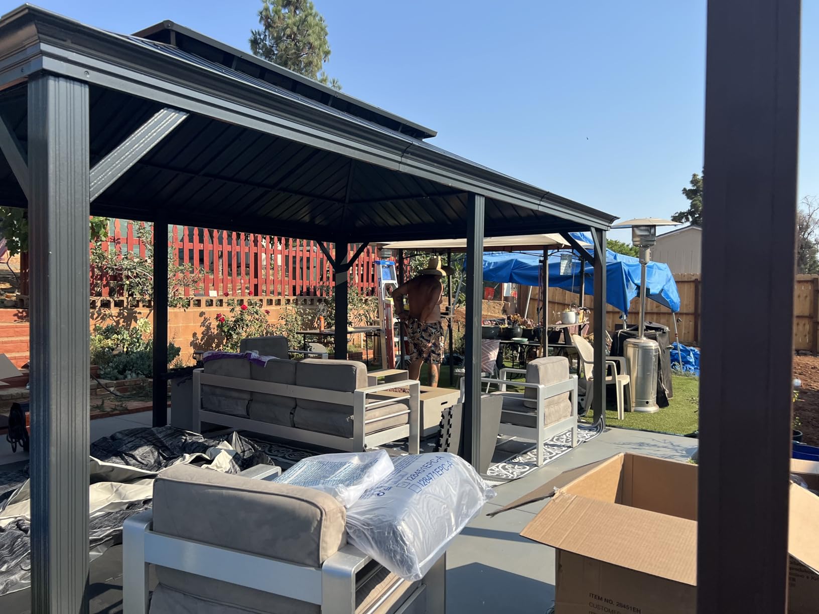 Domi 12'X12' Gazebo with Double Roof Steel, Heavy Duty Outdoor Patio Gazebo customer photo 1