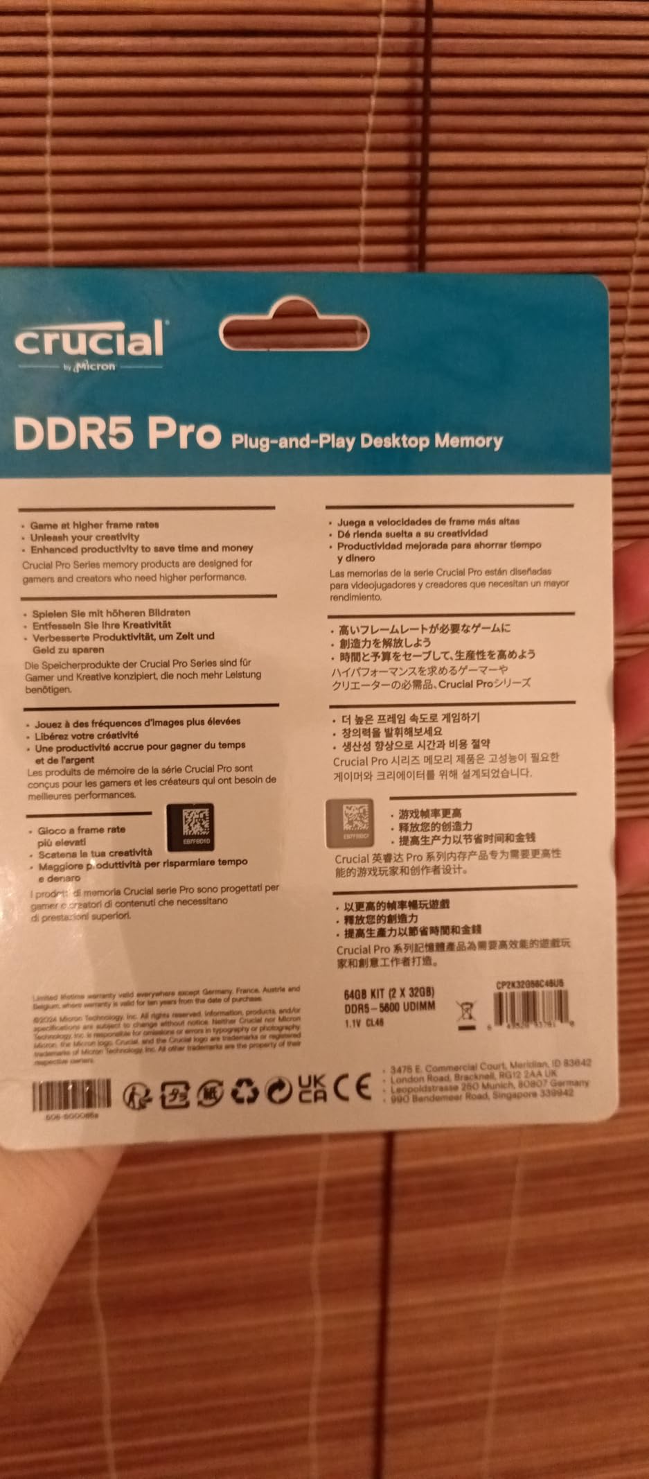Crucial Pro 64GB DDR5 RAM Kit (2x32GB), 5600MHz (or 5200MHz or 4800MHz) Desktop Memory UDIMM 288-pin, Compatible with 13th Gen Intel Core and AMD Ryzen 7000 - CP2K32G56C46U5 customer photo 1