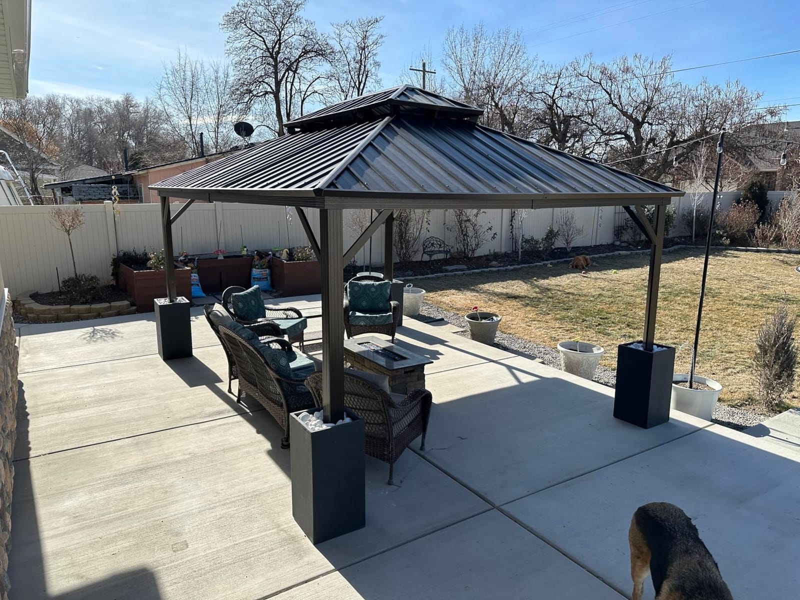 EROMMY 12' x 16' Hardtop Gazebo, Aluminum Frame Gazebos with Galvanized Steel Double Roof, Permanent Outdoor Metal Pavilion with Curtain and Netting for Patio, Lawn, Deck customer photo 1