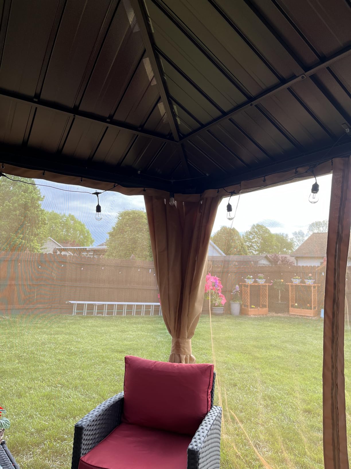 EROMMY 12' x 16' Hardtop Gazebo, Aluminum Frame Gazebos with Galvanized Steel Double Roof, Permanent Outdoor Metal Pavilion with Curtain and Netting for Patio, Lawn, Deck customer photo 2