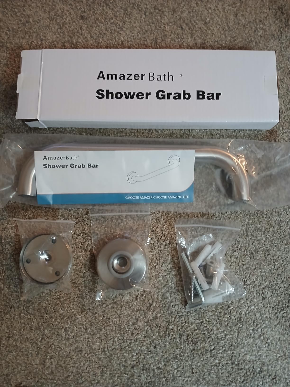 AmazerBath Grab Bars for Shower, Handicap Grab Bars for Wall Anti Slip, Shower Grab Bars for Senior Stainless Steel, Shower Bars for Elderly, 500 lb Capacity, 12