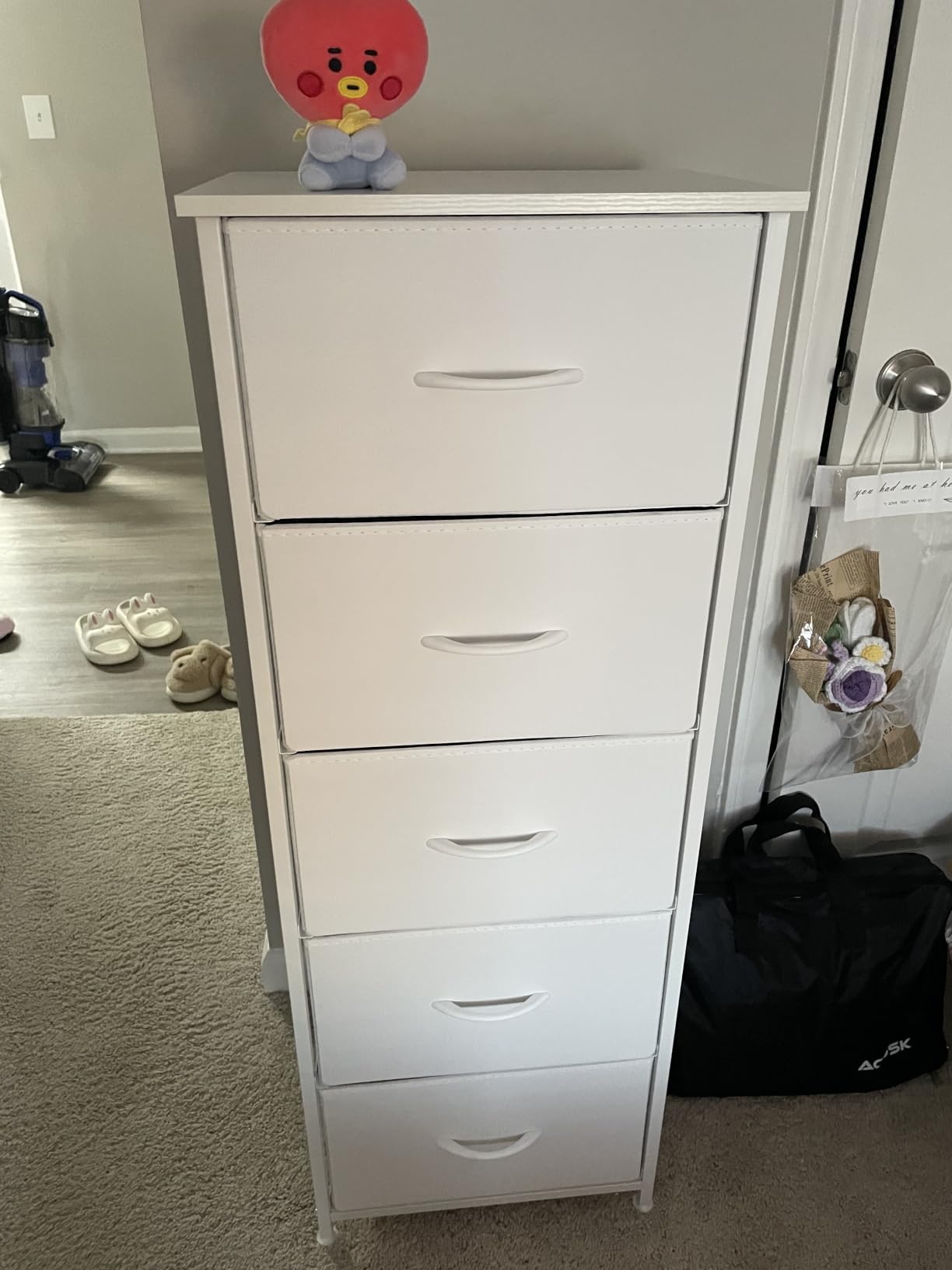 Somdot Small Dresser for Bedroom, 3 Drawer Storage Cabinet, White customer photo 2
