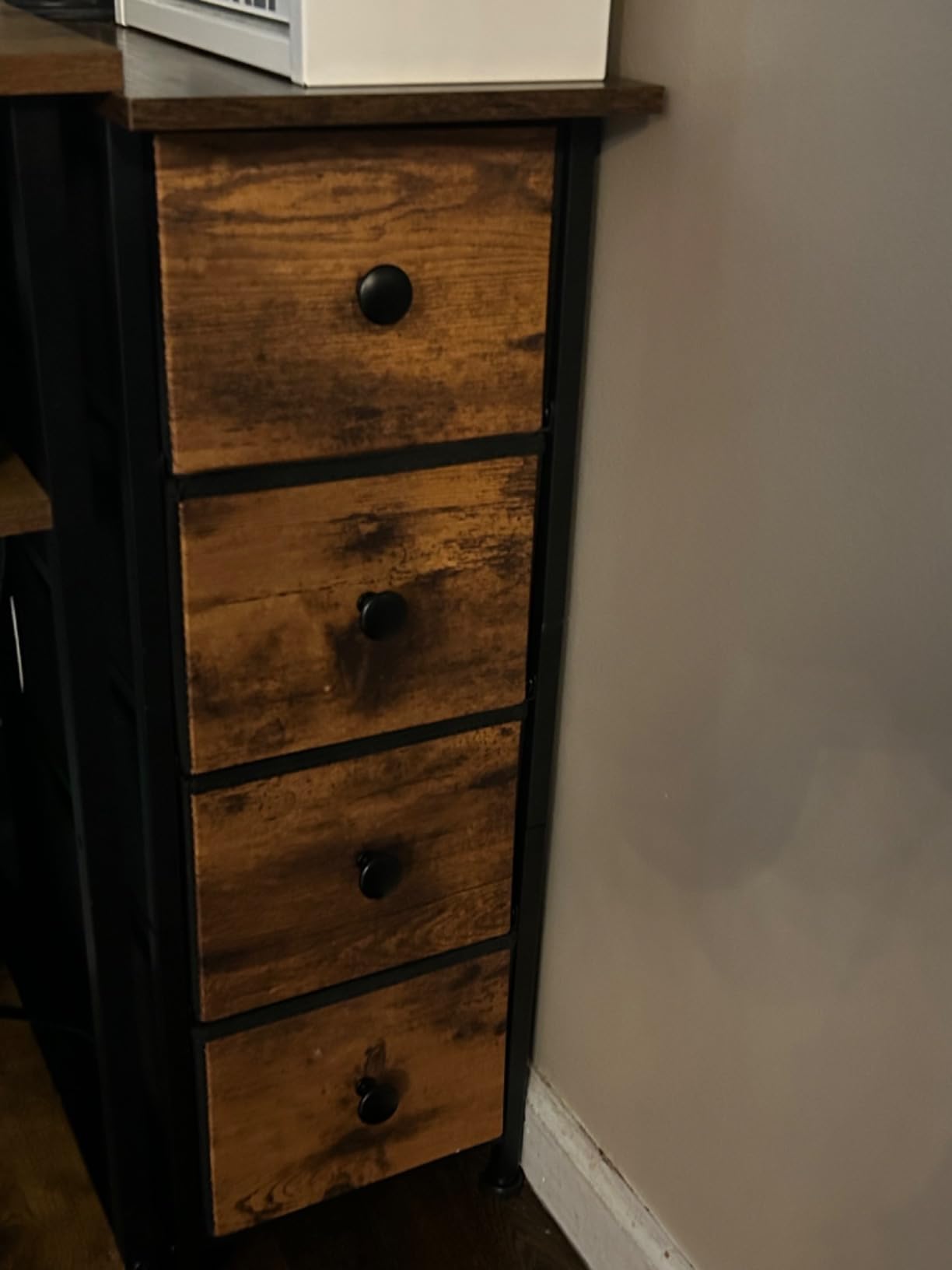 GiftGo Narrow Dresser Vertical Slim Dresser Chest of Drawers Skinny Storage Tower for Small Spaces Gaps Closet Bedroom Bathroom Small Fabric Drawer Unit (Charcoal Black, 4 Drawers) customer photo 2