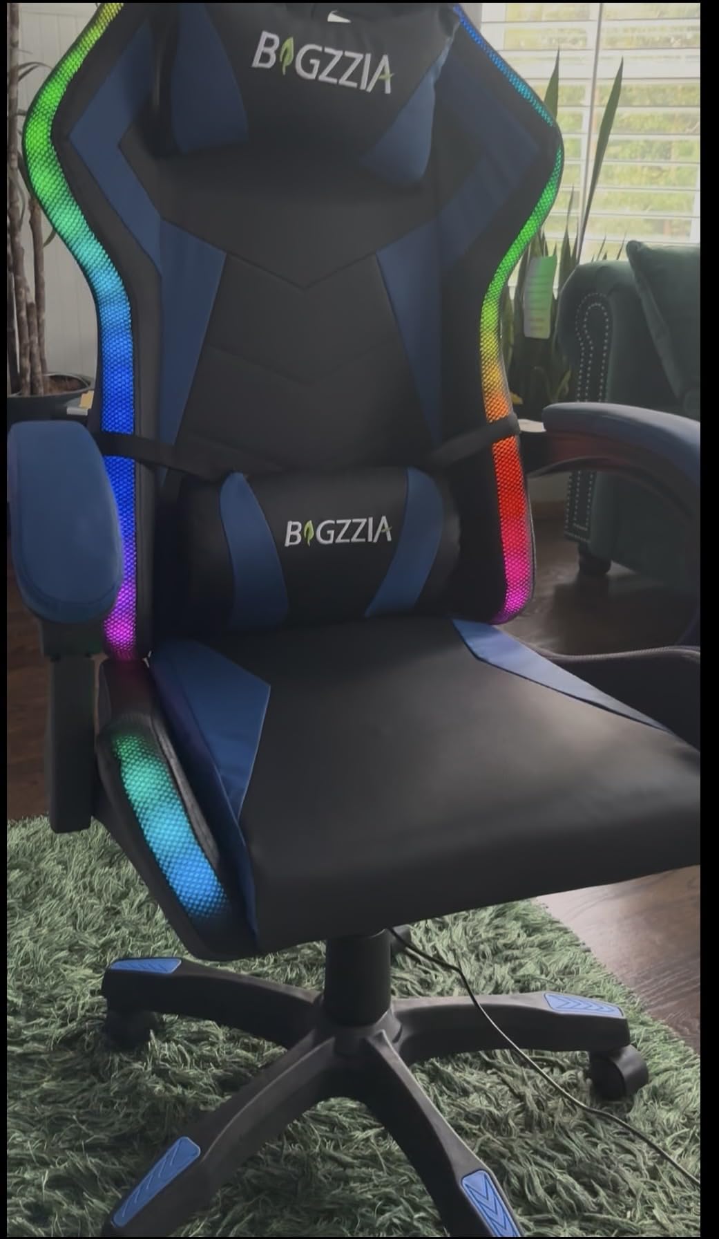Bigzzia Gaming Chair with RGB LED Lights for Kids & Adults(Black/Blue) customer photo 2