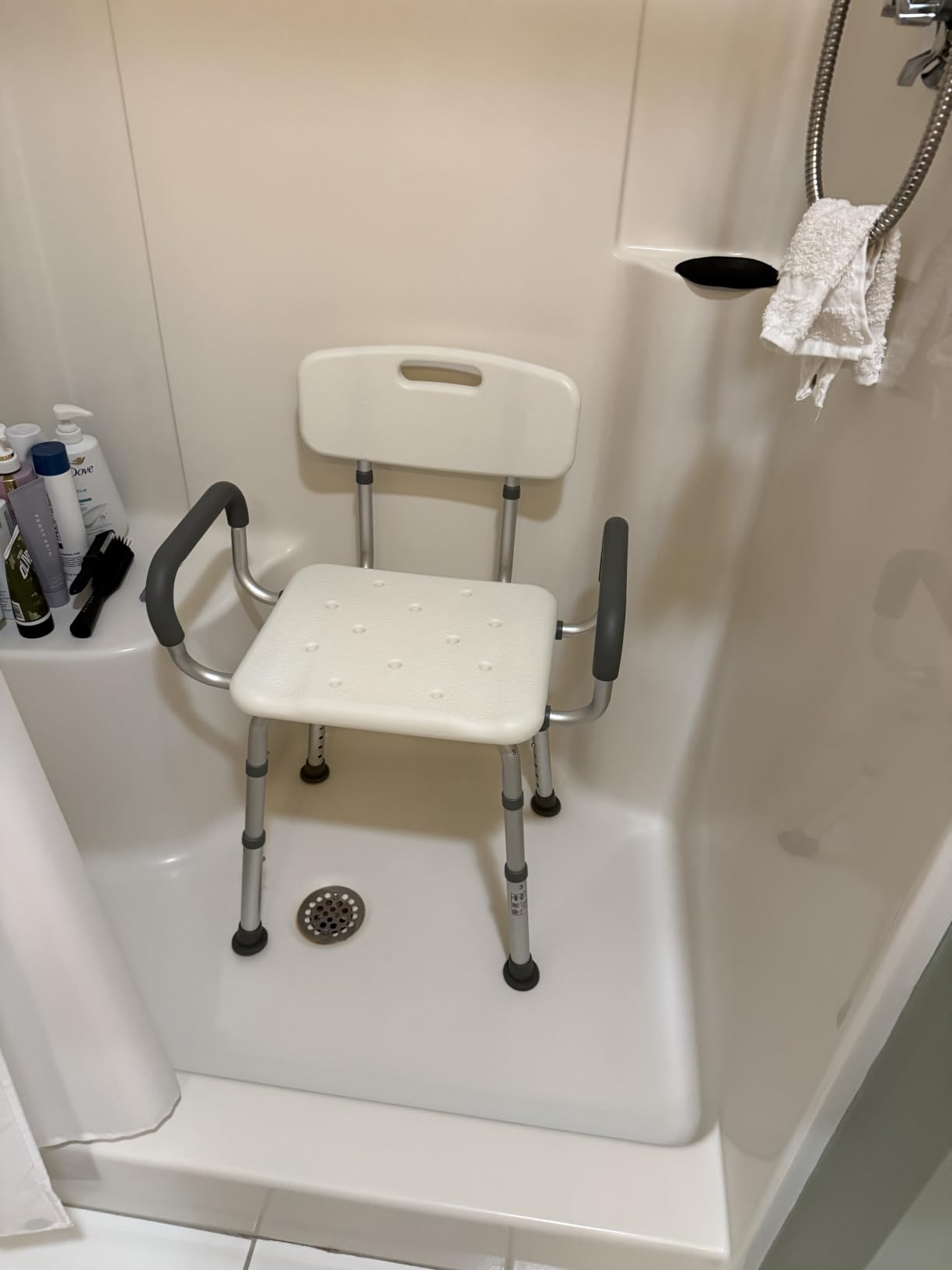 HOMLAND Shower Chair for Inside Shower with Padded Armrests and Back customer photo 2