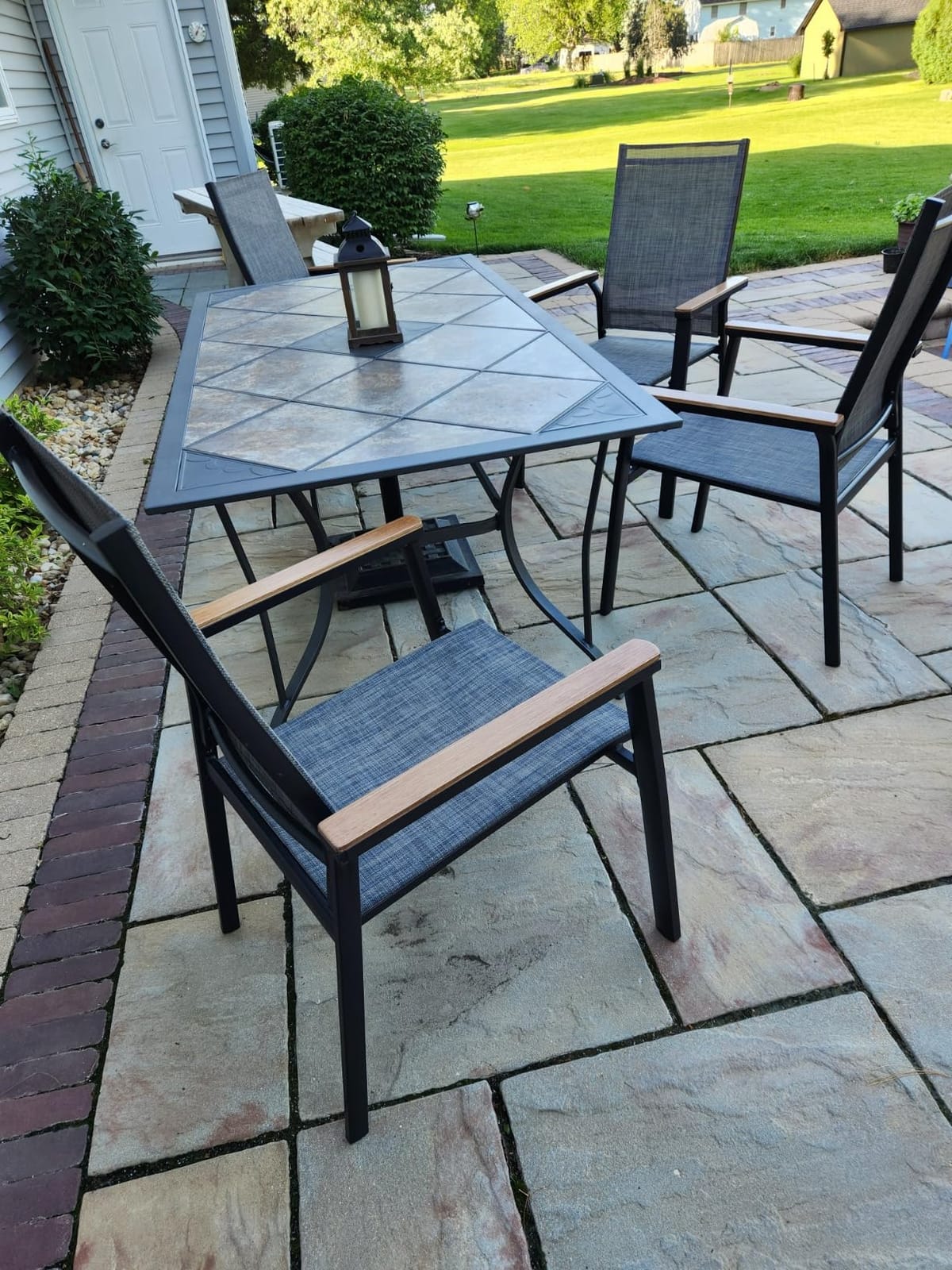 PHI VILLA Outdoor Stackable Dining Chairs Set of 6 w/Aluminum Frame, Beige customer photo 1