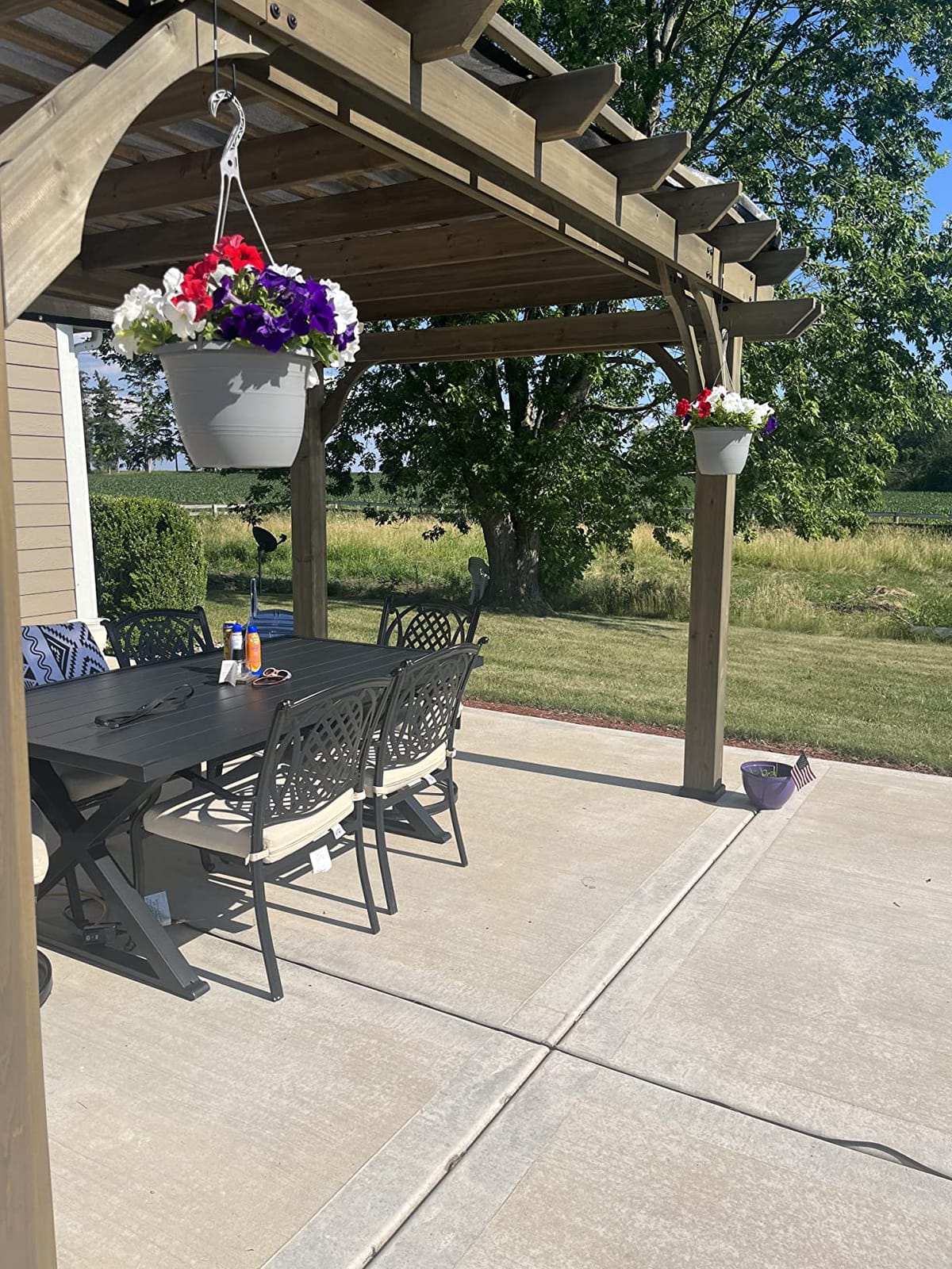 Backyard Discovery Somerville 14 x 10 Walnut All Cedar Pergola, Durable, Quality Supported Structure, Snow and Wind Supported, Rot Resistant, Electrical Outlet with USB, Deck, Garden, Patio customer photo 2