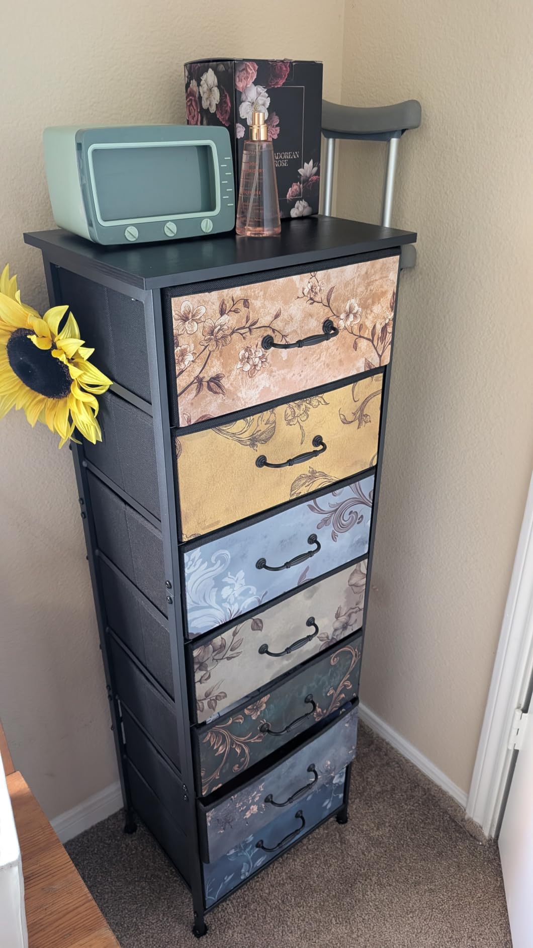 Fixwal Tall Skinny Dresser with 7 Fabric Drawers, Slim Dresser, Black customer photo 2