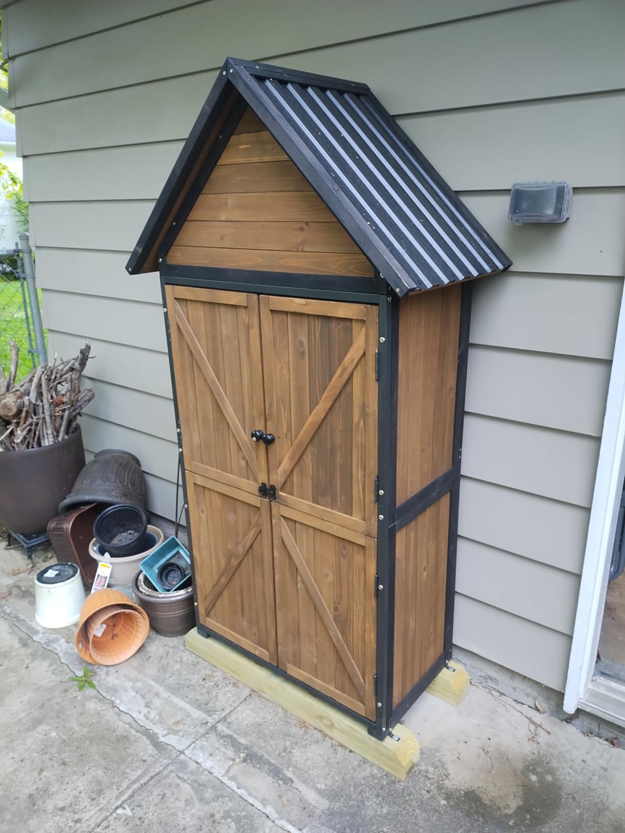 Outdoor Storage Cabinet,Garden Shed with Metal Frame Adjustable Shelves customer photo 2