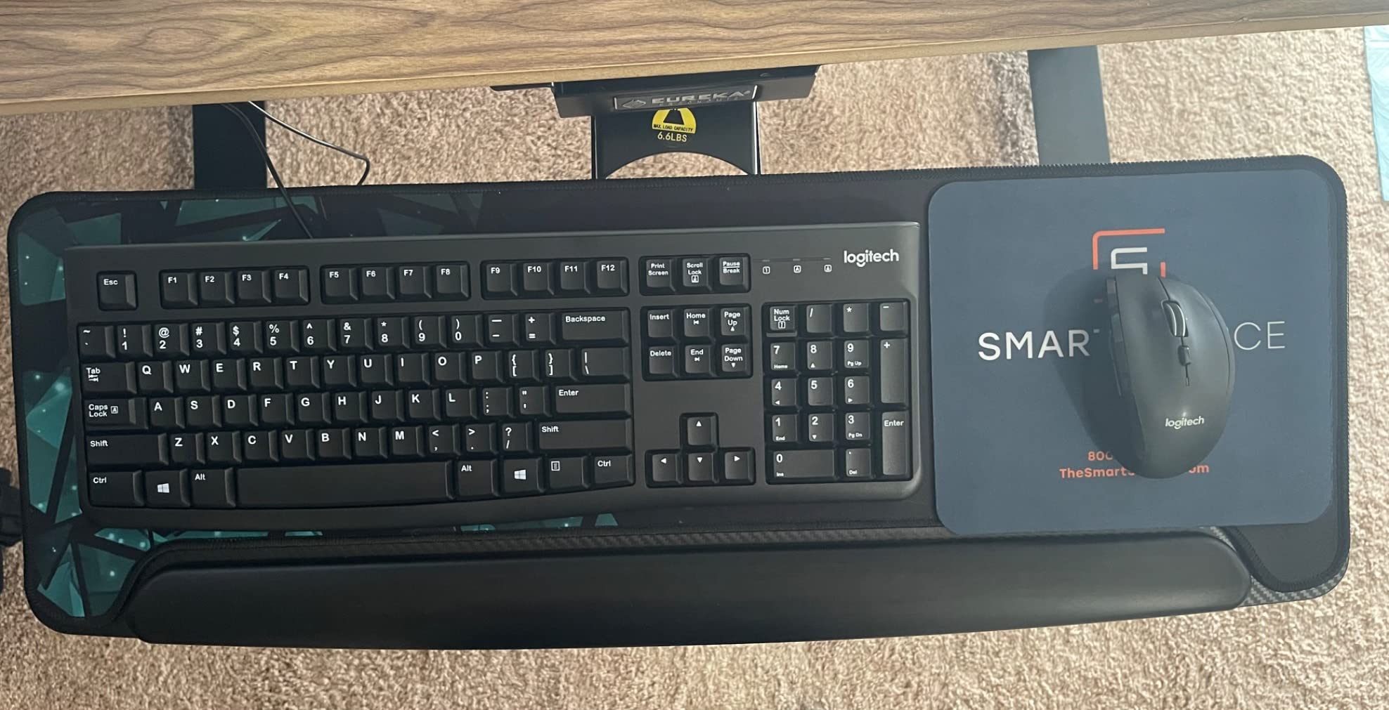 EUREKA ERGONOMIC Adjustable Keyboard Tray Under Desk, 28x11 Inch Large Slide Out Keyboard & Mouse Platform Tray, Wooden Pull Out Computer Keyboard Drawer for Typing Home Office Desk, Black customer photo 2