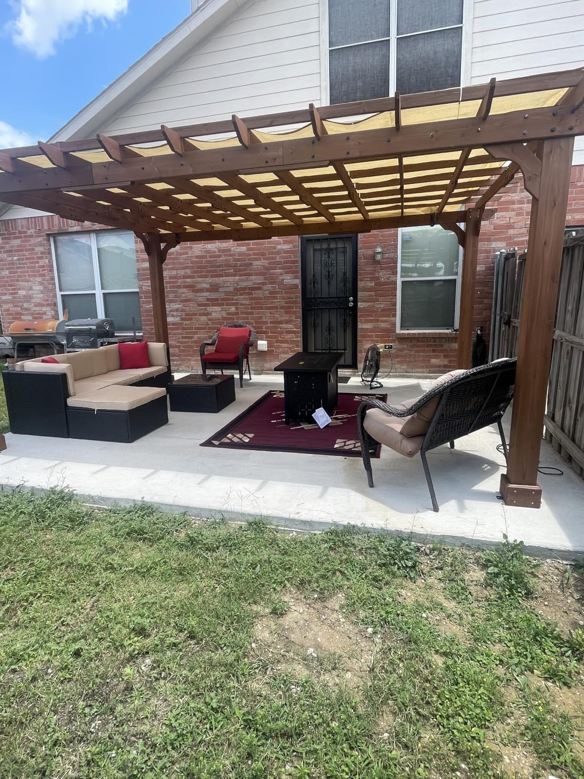 Yardenaler 12 x16 FT Wooden Pergola, Cedar Wood Gazebo with Flat Roof, Outdoor Garden Shelter with Stakes Included, Patio, Deck, Backyard, Lawn customer photo 1